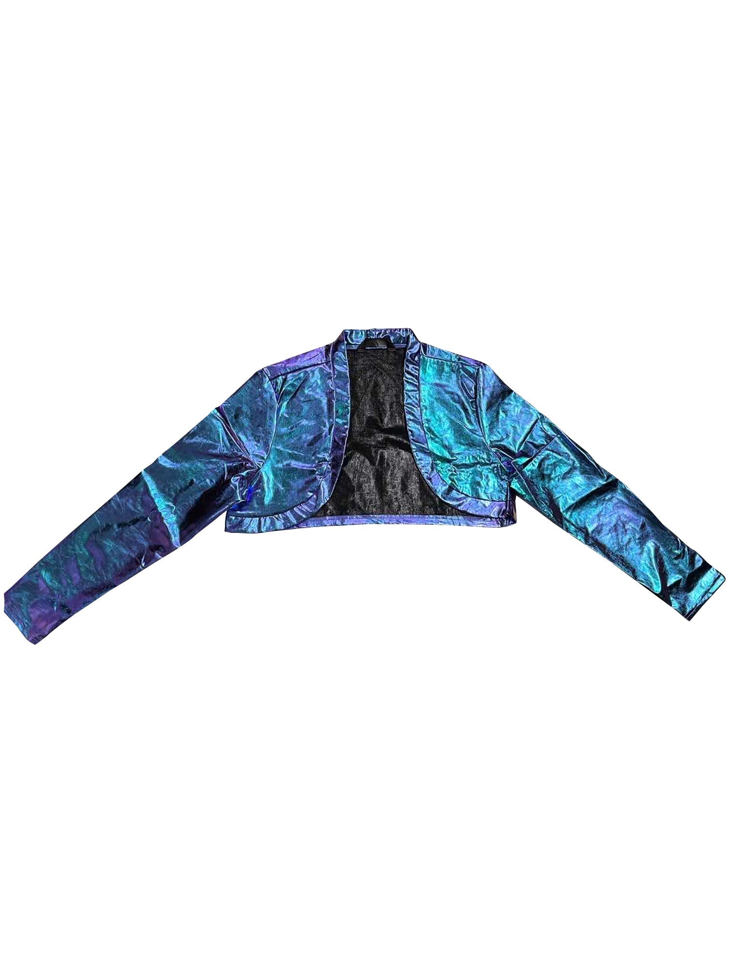 Women's Cropped Bolero Holographic Party Shimmering Shiny Lightweight Metallic Cardigan