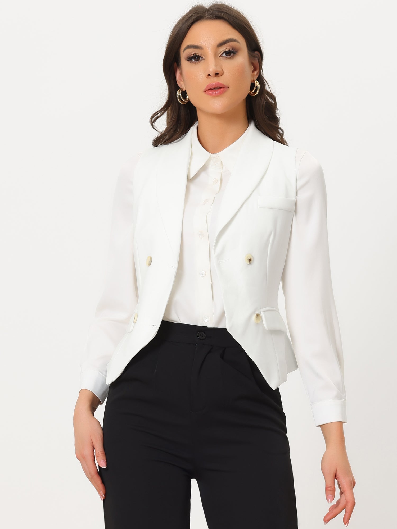 Lapel Collar Dressy Versatile Racerback Suit Vest Waistcoat