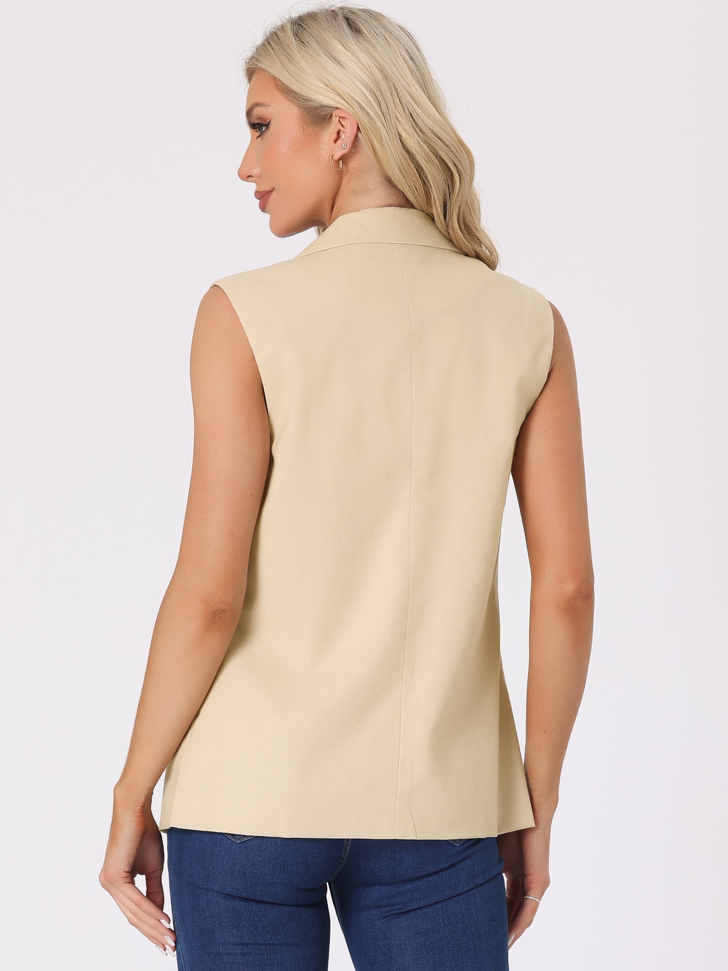 Sleeveless Business Casual Linen Work Office Vest