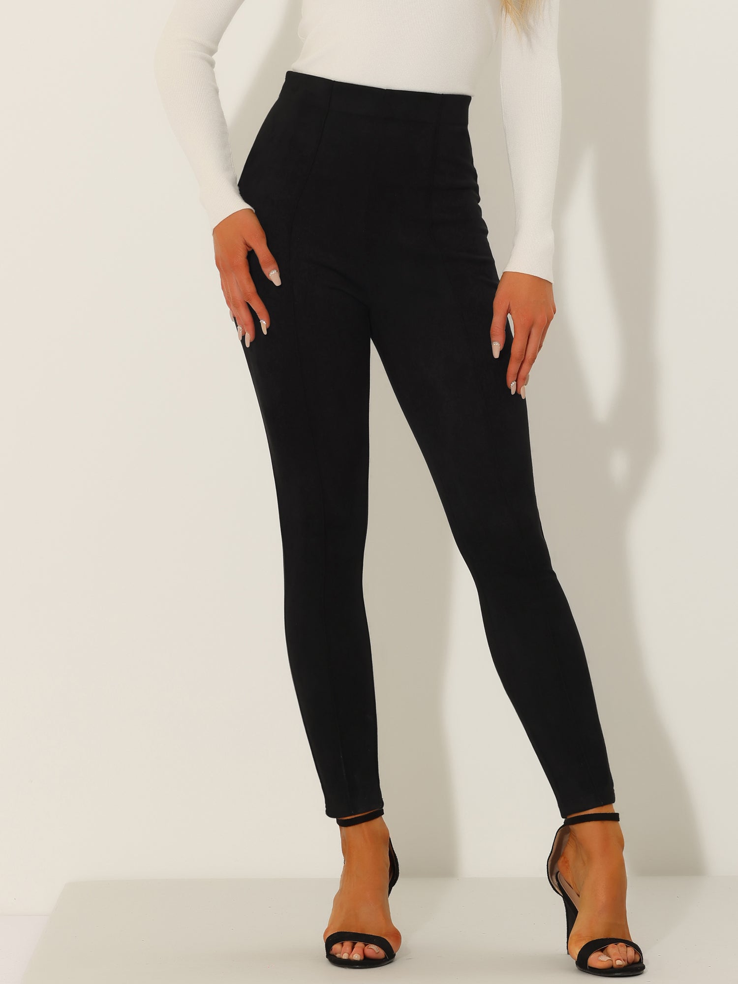 Womens' Velvet Elastic Waist Side Zipper Narrow Leg Skinny Casual Pants