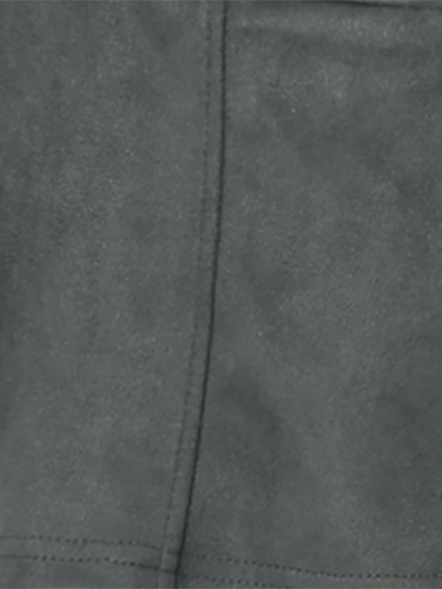 Faux Suede Lapel Collar Long Sleeve Casual Work Office Jacket