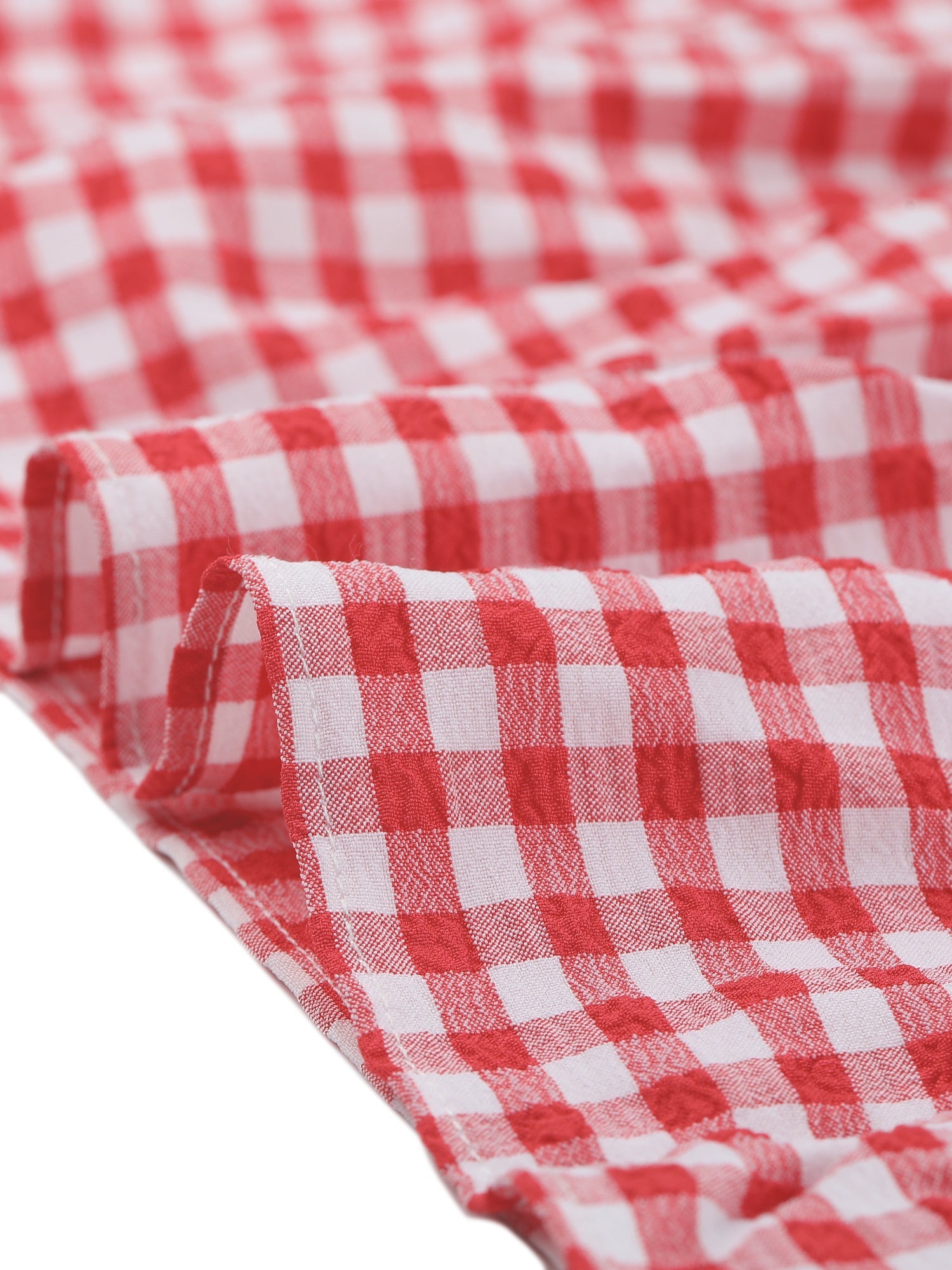 Ruffle Trim V Neck Button Decor Plaid Gingham Tiered Midi Dress