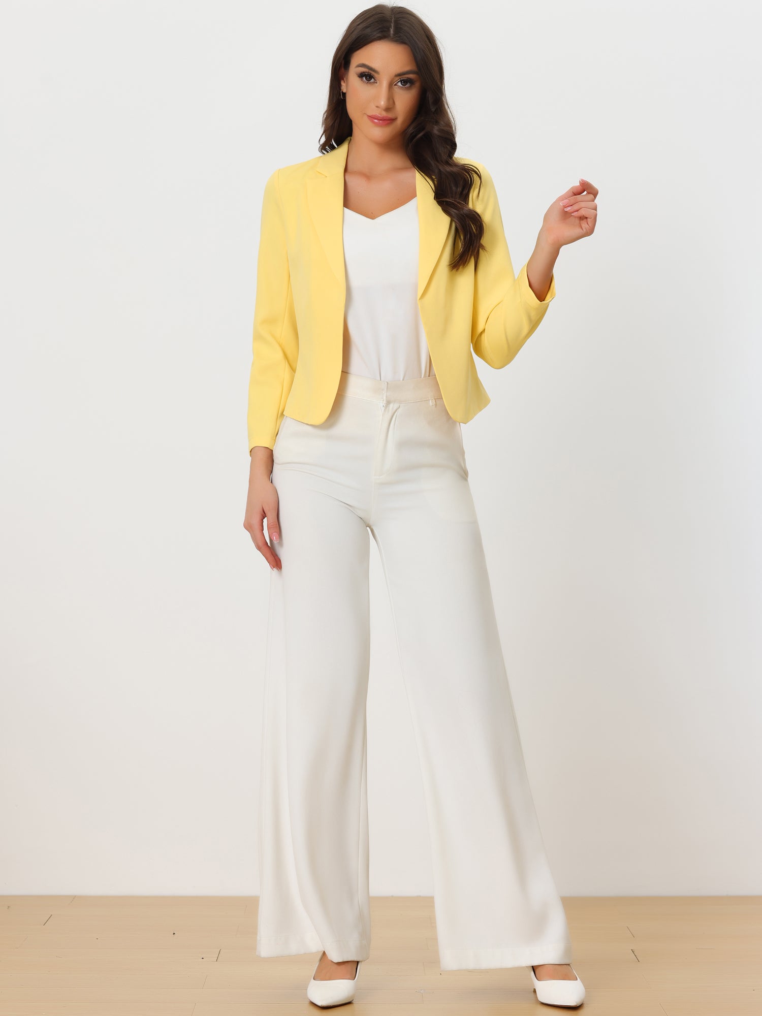 Open Front Office Work Business Crop Suit Blazer Jacket