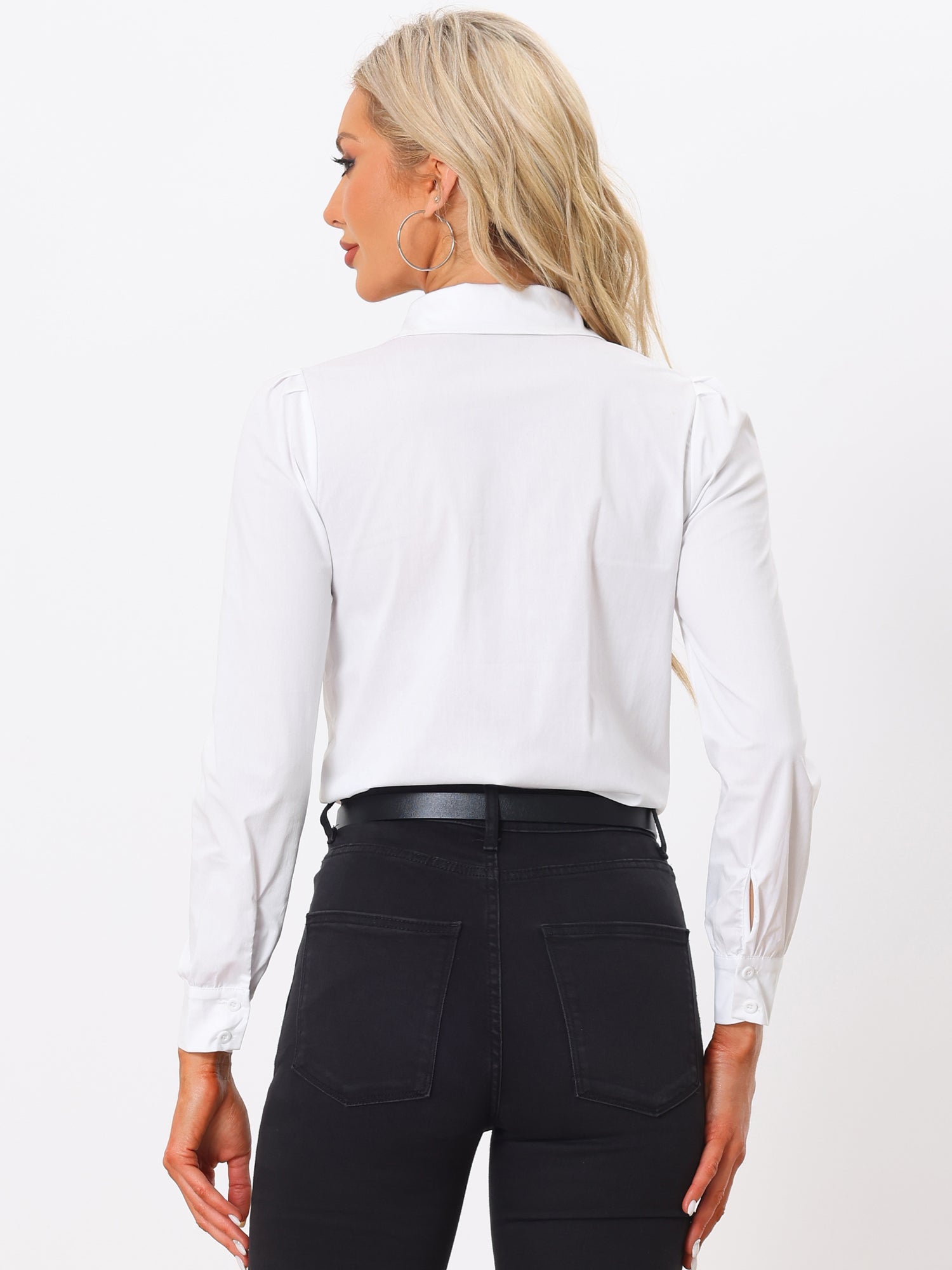 Leotard Shirt Collared Business Casual Button Down Long Sleeves Bodysuit