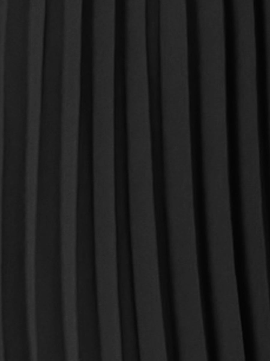 Stand Collar Long Sleeve Belted Pleated Midi Dress