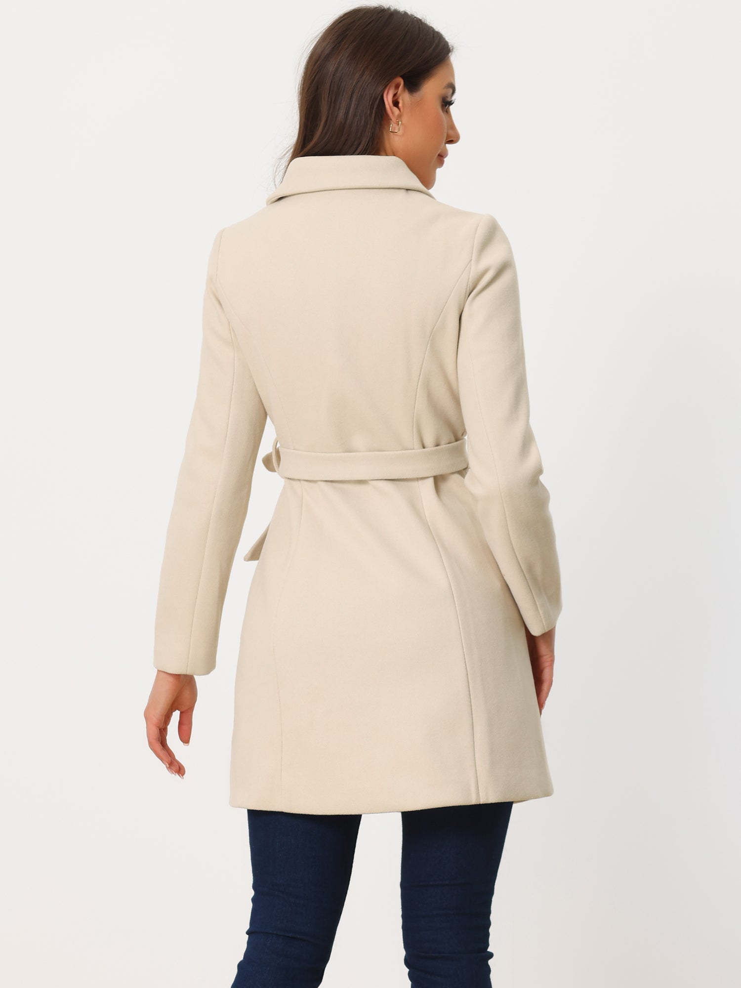 Lapel Double Breasted Slant Pocket Button Belted Pea Coats