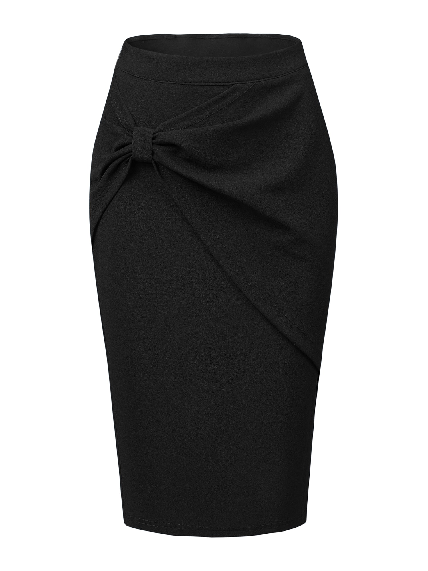 Work Pencil Ruched High Waist Bodycon Midi Skirt