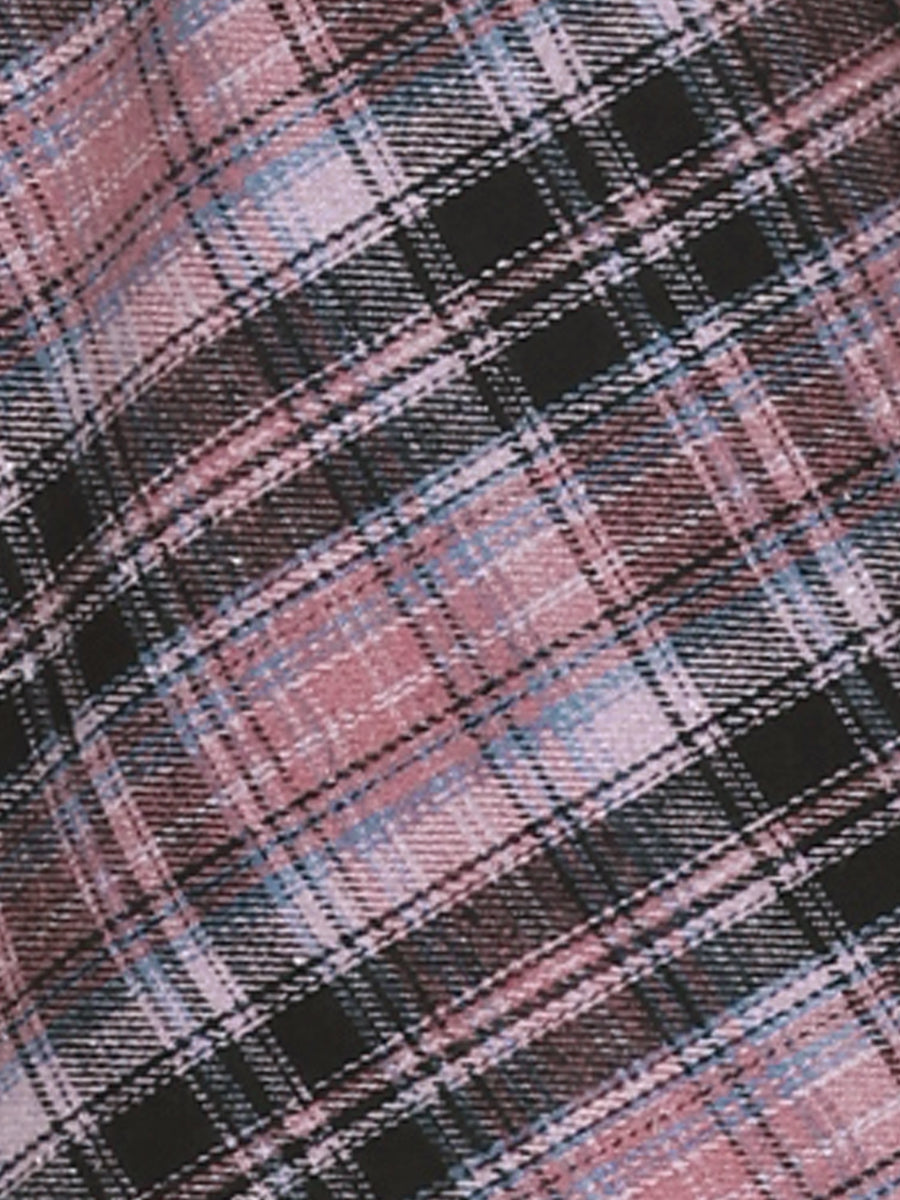 Vintage Plaid Tartan Elastic Waist Knee Length A-Line Skirt