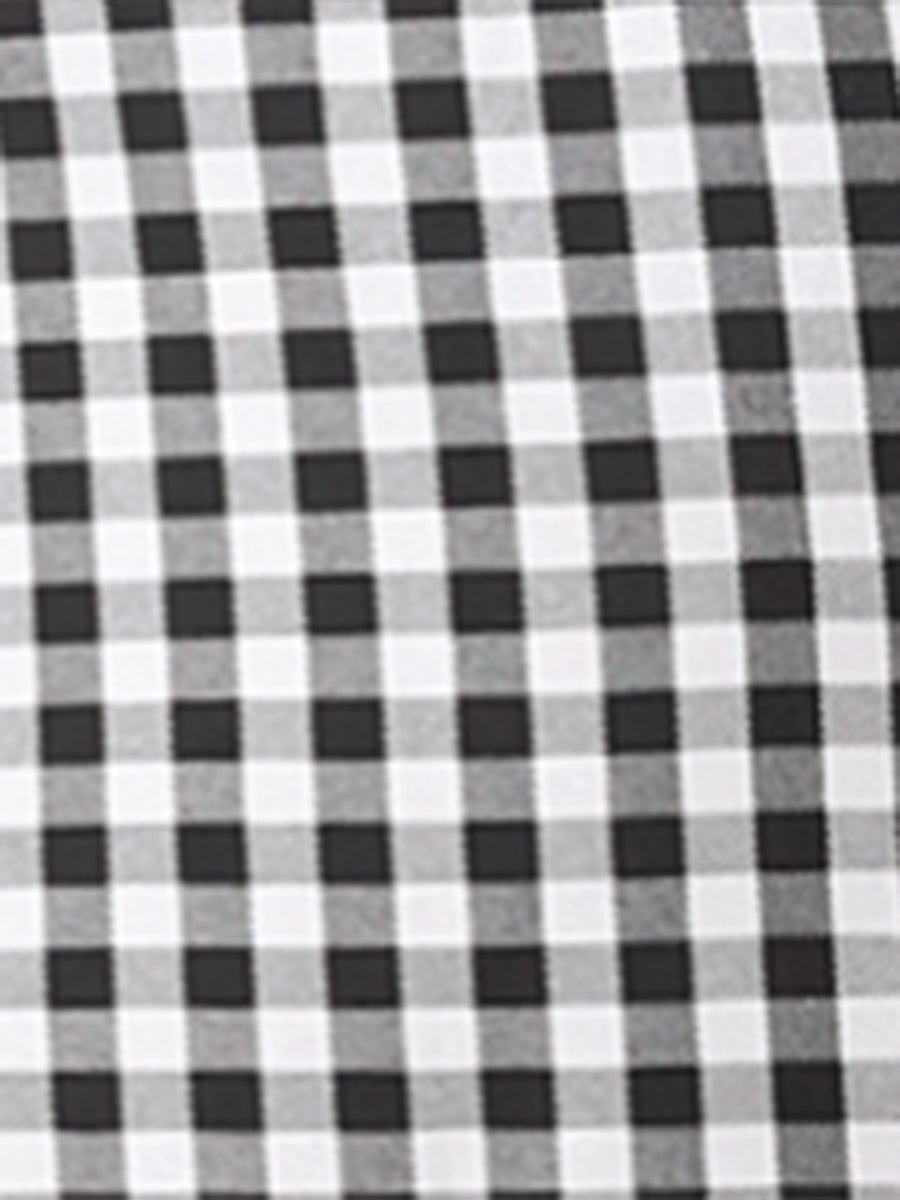 Gingham Checks Ruffled Peter Pan Collar 1960s Vintage Mini Dress