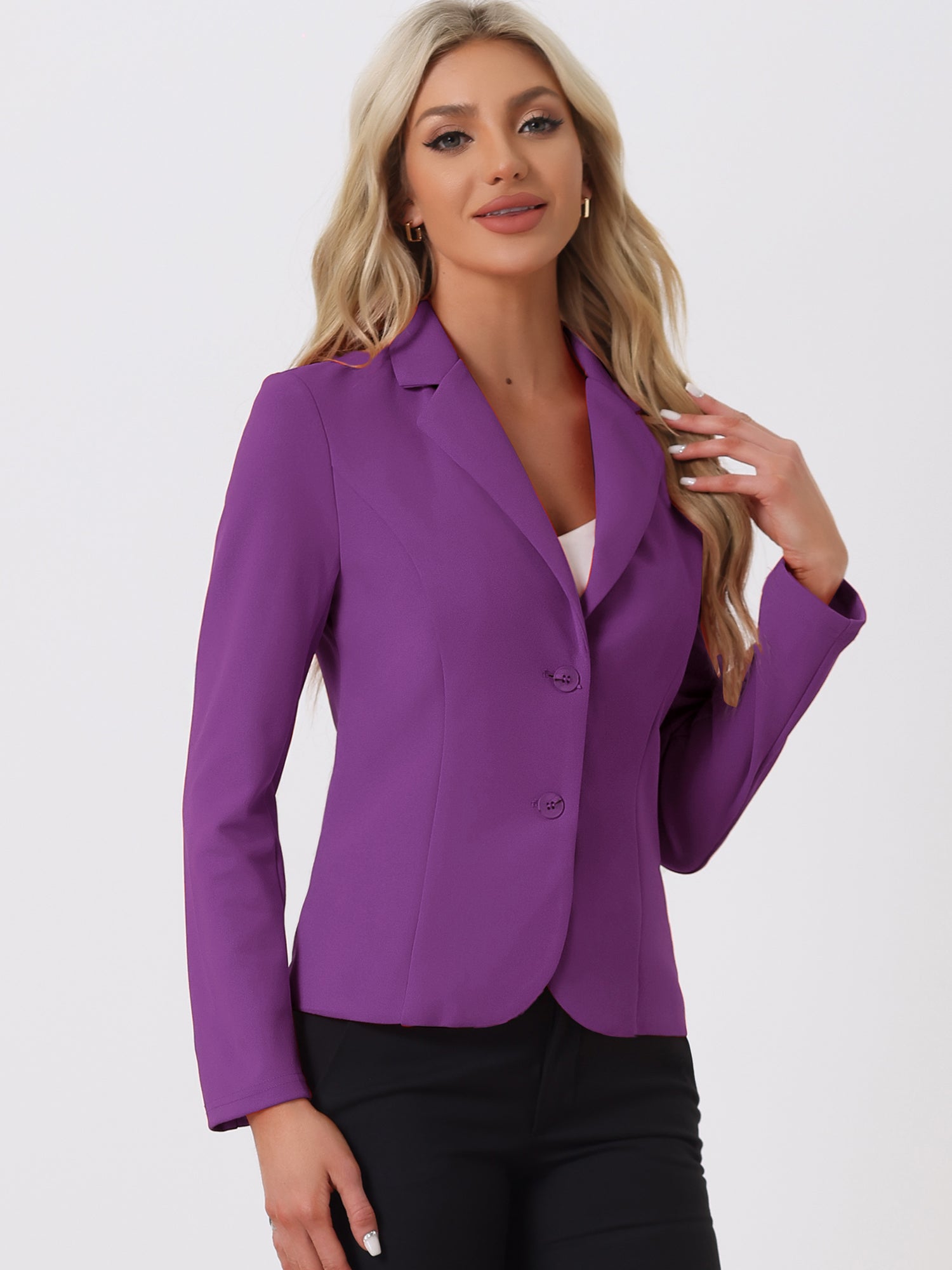 Solid Work Office Lapel Collar Stretch Jacket Suit Blazer