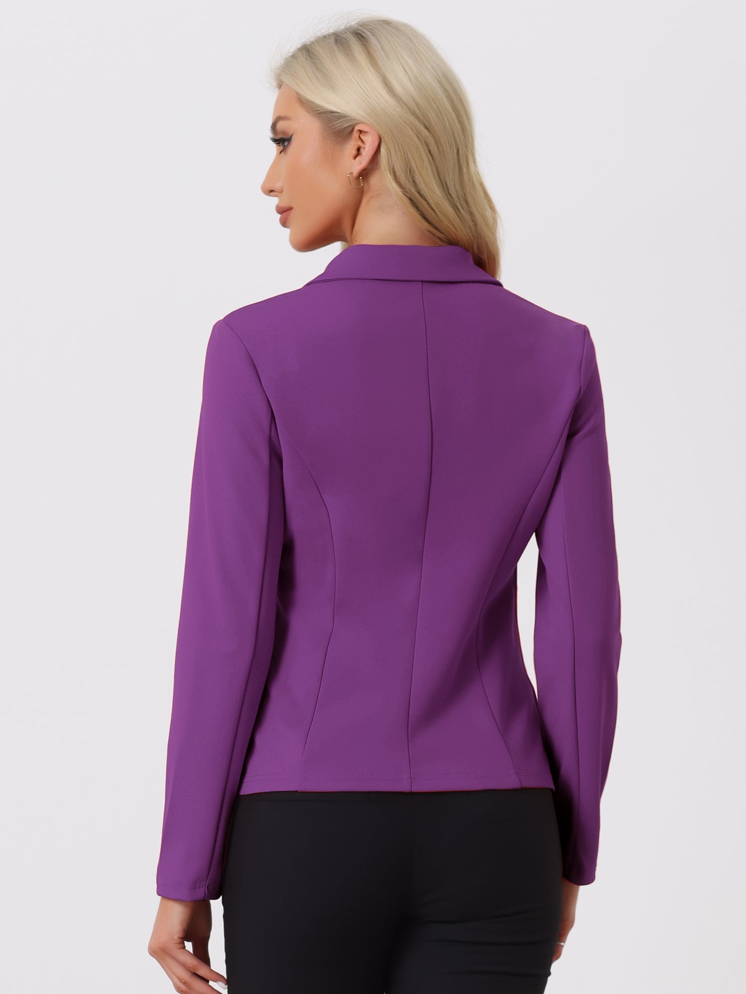 Solid Work Office Lapel Collar Stretch Jacket Suit Blazer