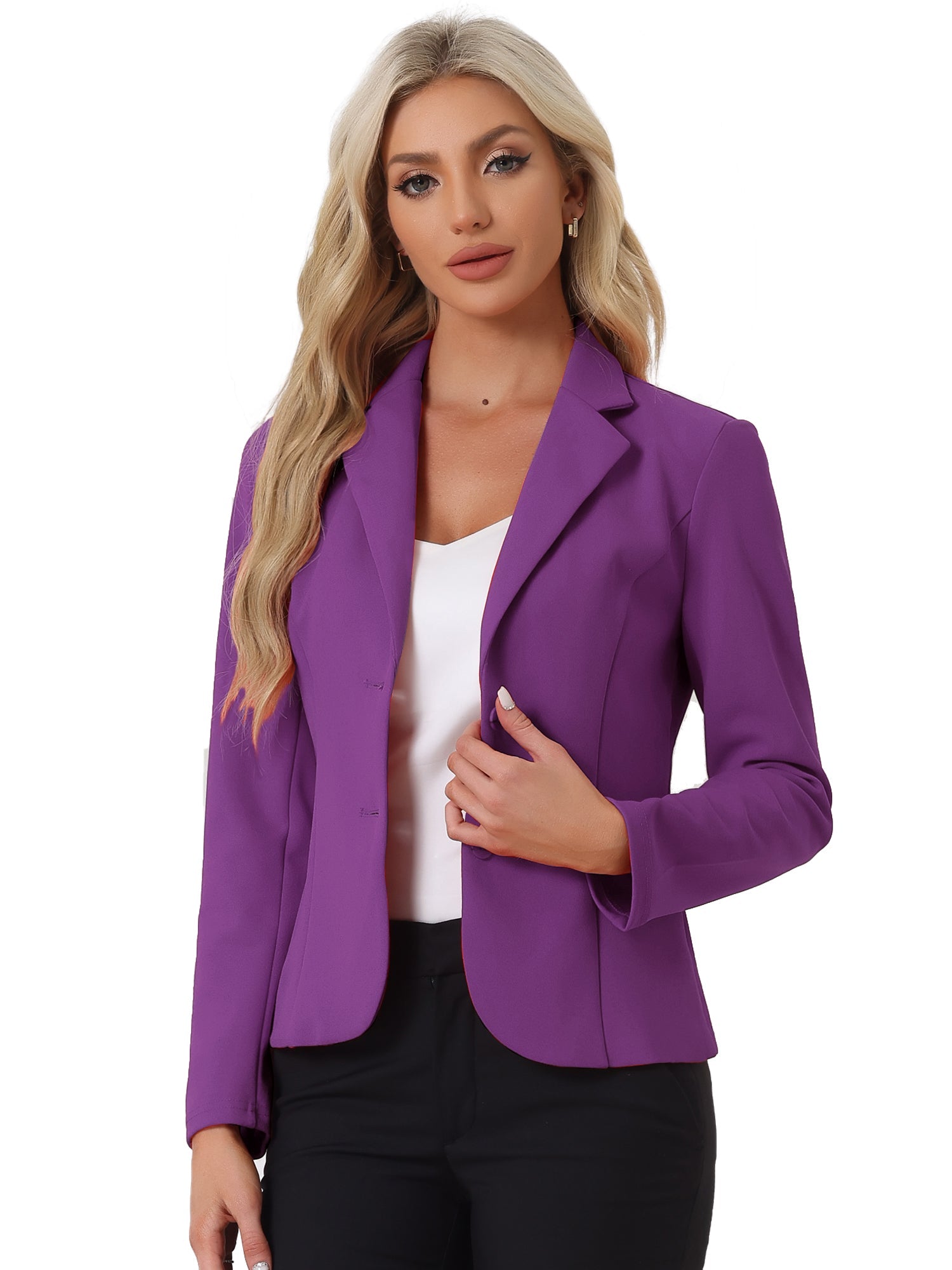 Solid Work Office Lapel Collar Stretch Jacket Suit Blazer