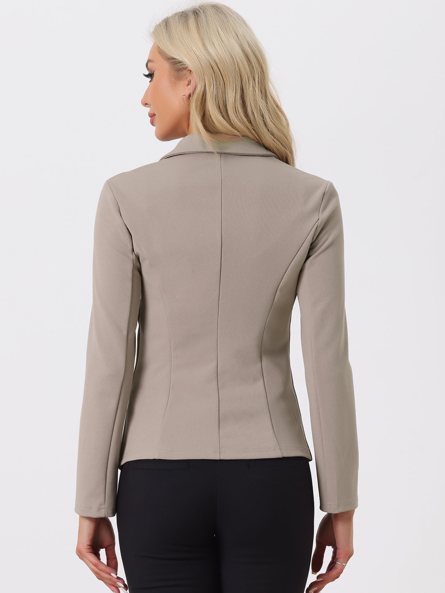 Solid Work Office Lapel Collar Stretch Jacket Suit Blazer
