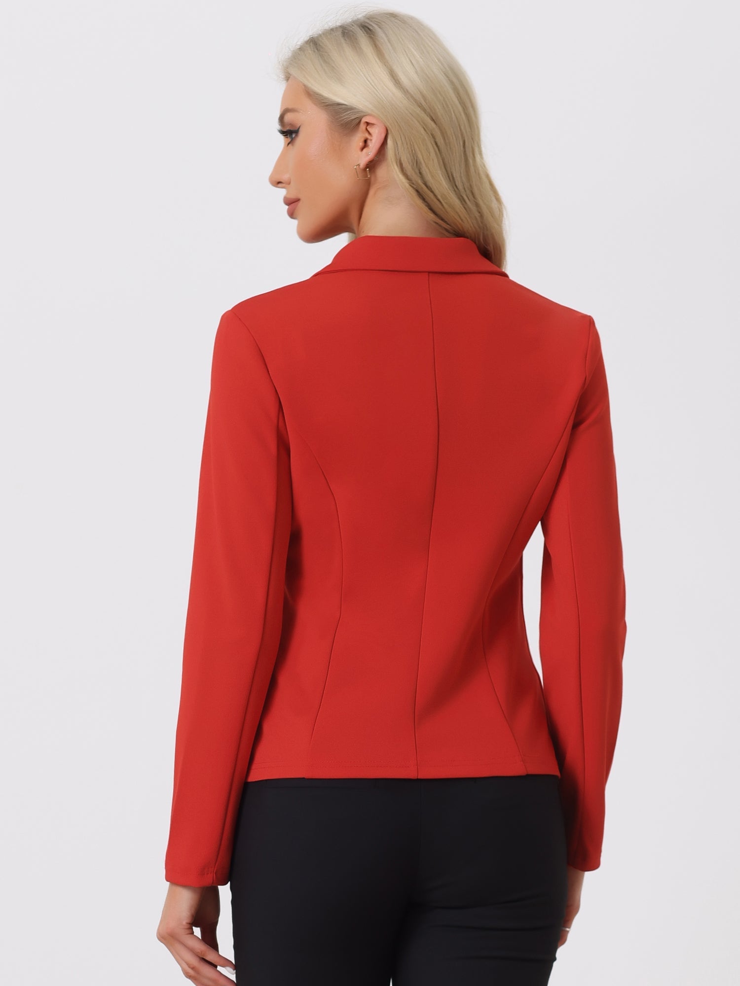 Notched Lapel Collar Stretch Work Office Workwear Jacket Blazer