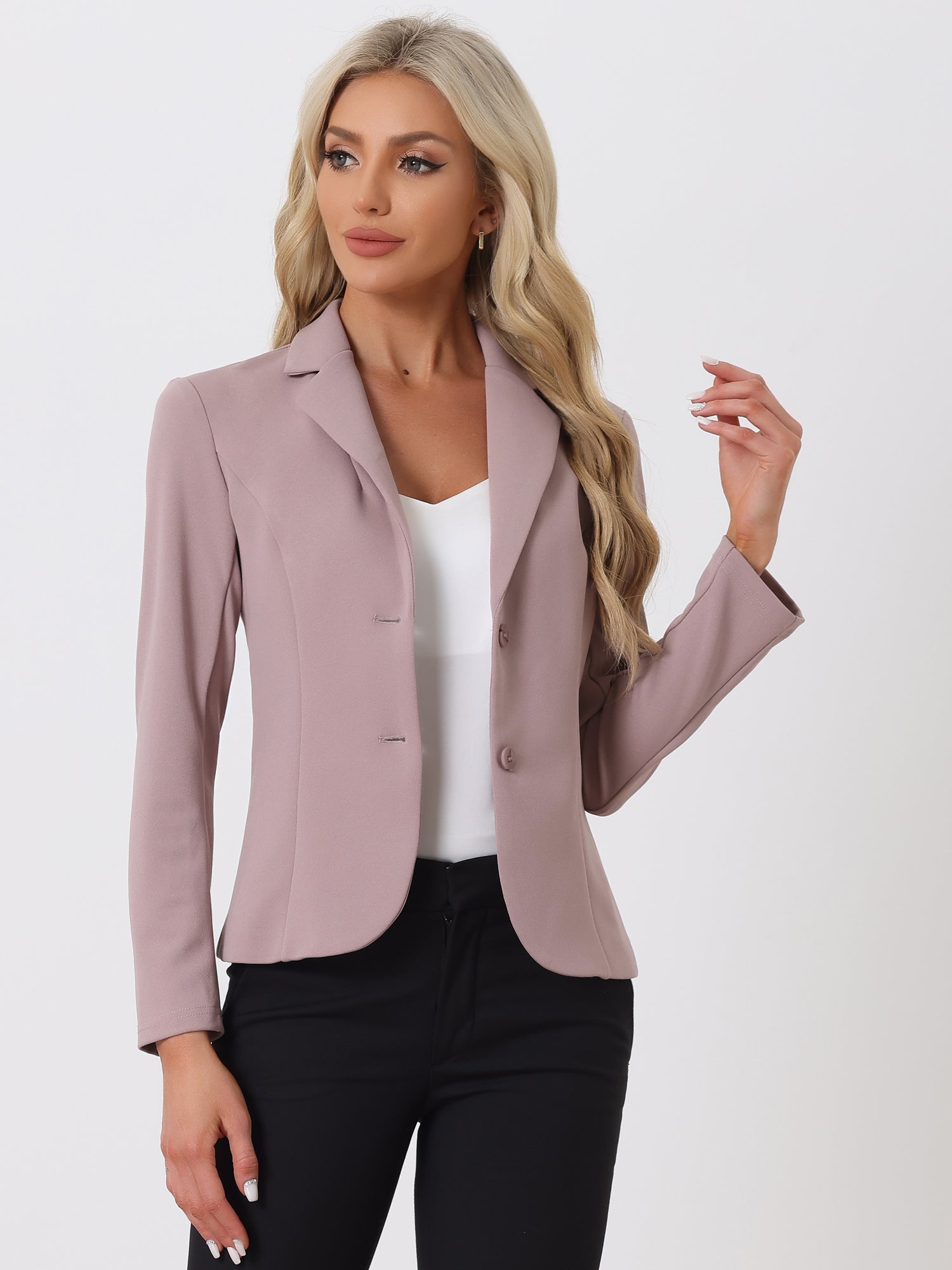 Solid Work Office Lapel Collar Stretch Jacket Suit Blazer