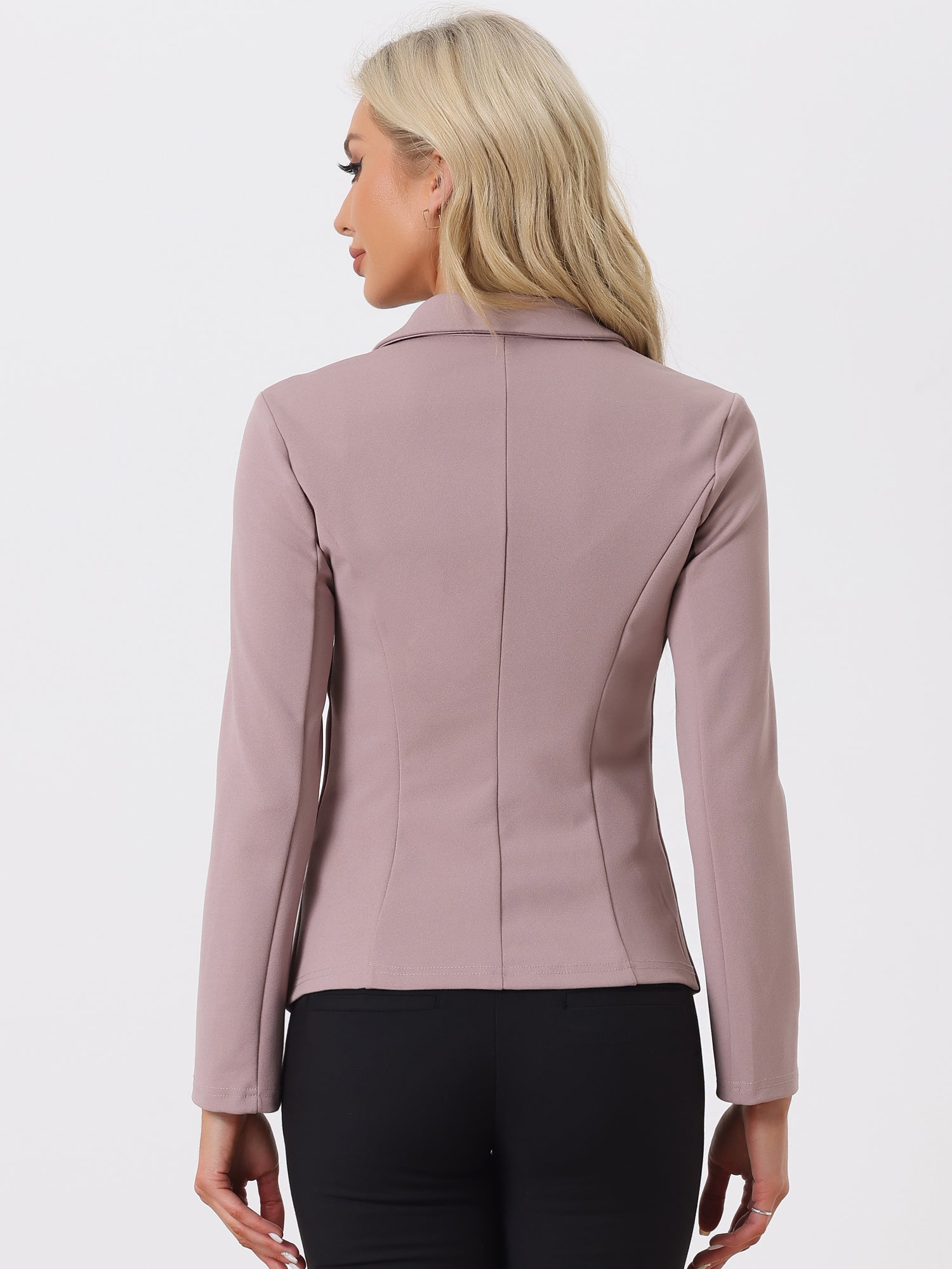 Solid Work Office Lapel Collar Stretch Jacket Suit Blazer