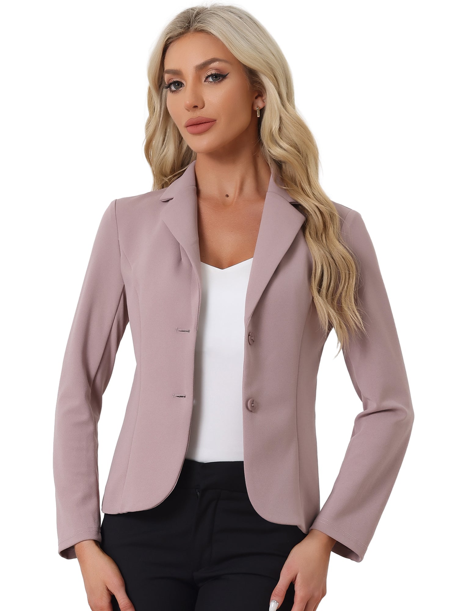Solid Work Office Lapel Collar Stretch Jacket Suit Blazer