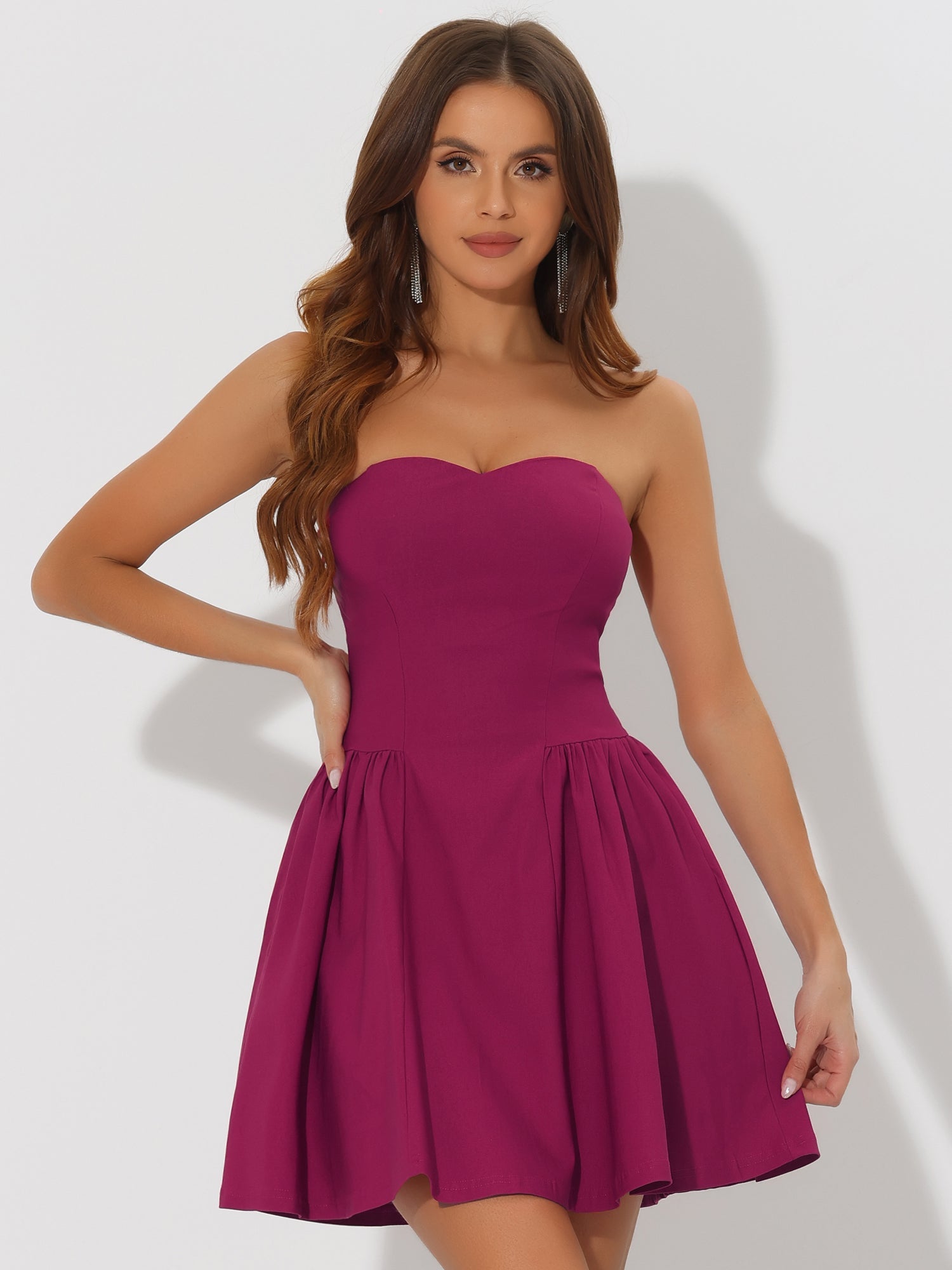 Strapless Sweetheart Neck Fit And Flare Mini Tube Top Dress
