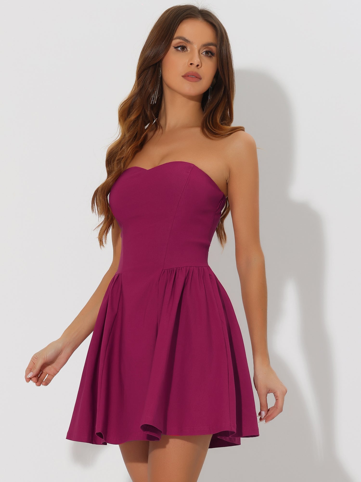 Strapless Sweetheart Neck Fit And Flare Mini Tube Top Dress