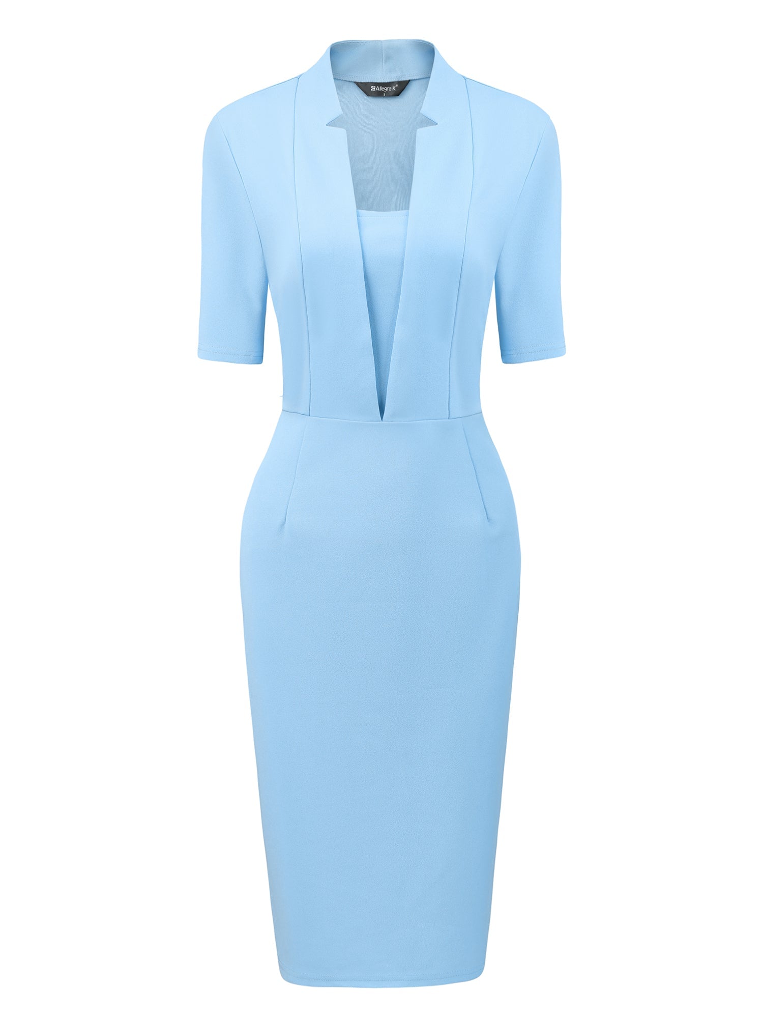 Formal Pencil V Neck Short Sleeve Office Bodycon Sheath Dress