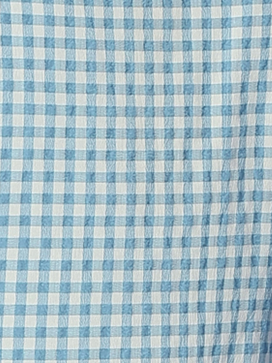 Summer Gingham Tops Square Neck Ruffle Cap Sleeve Blouse