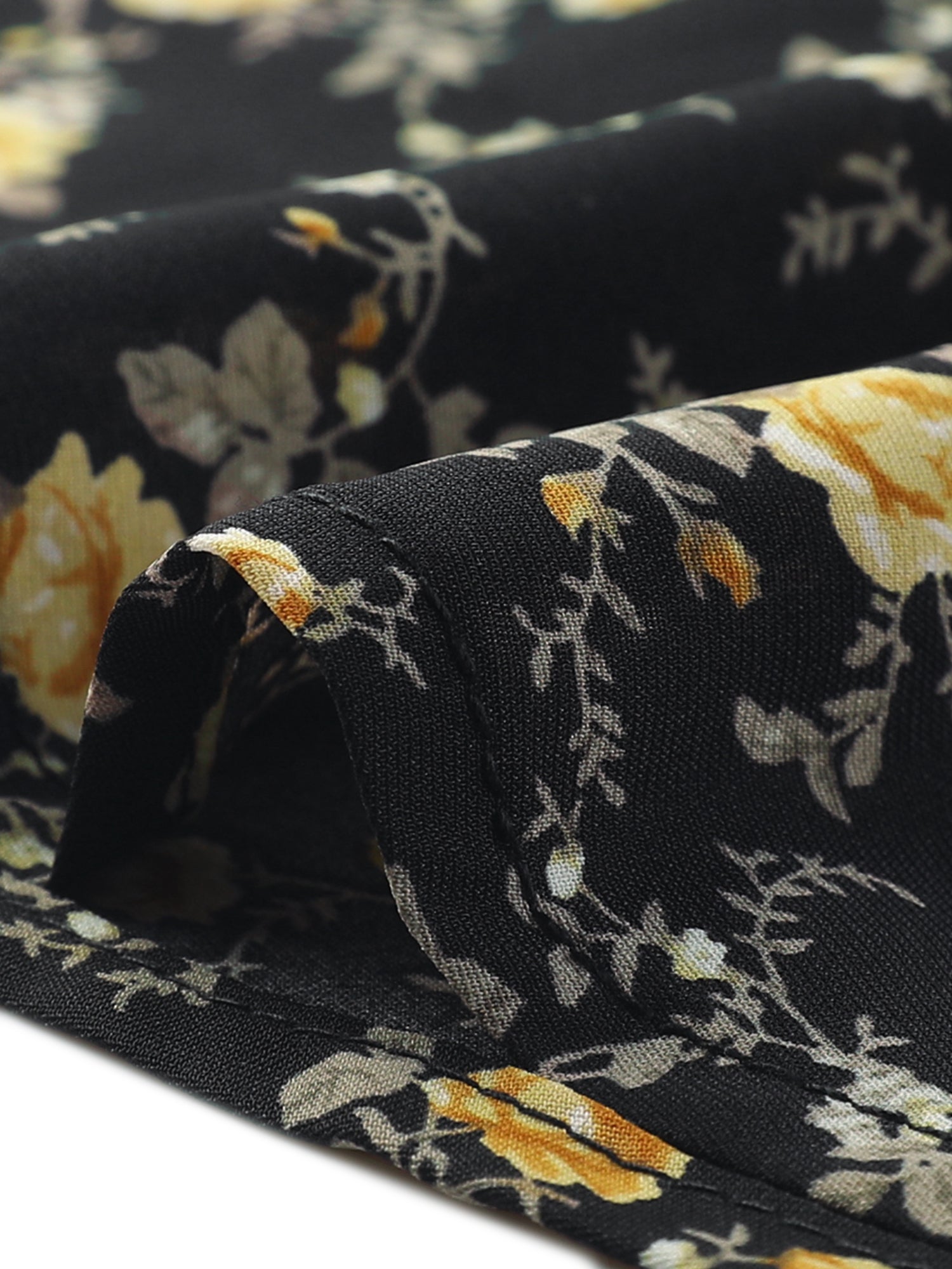 Button Down Floral Long Sleeve Point Collar Blouse