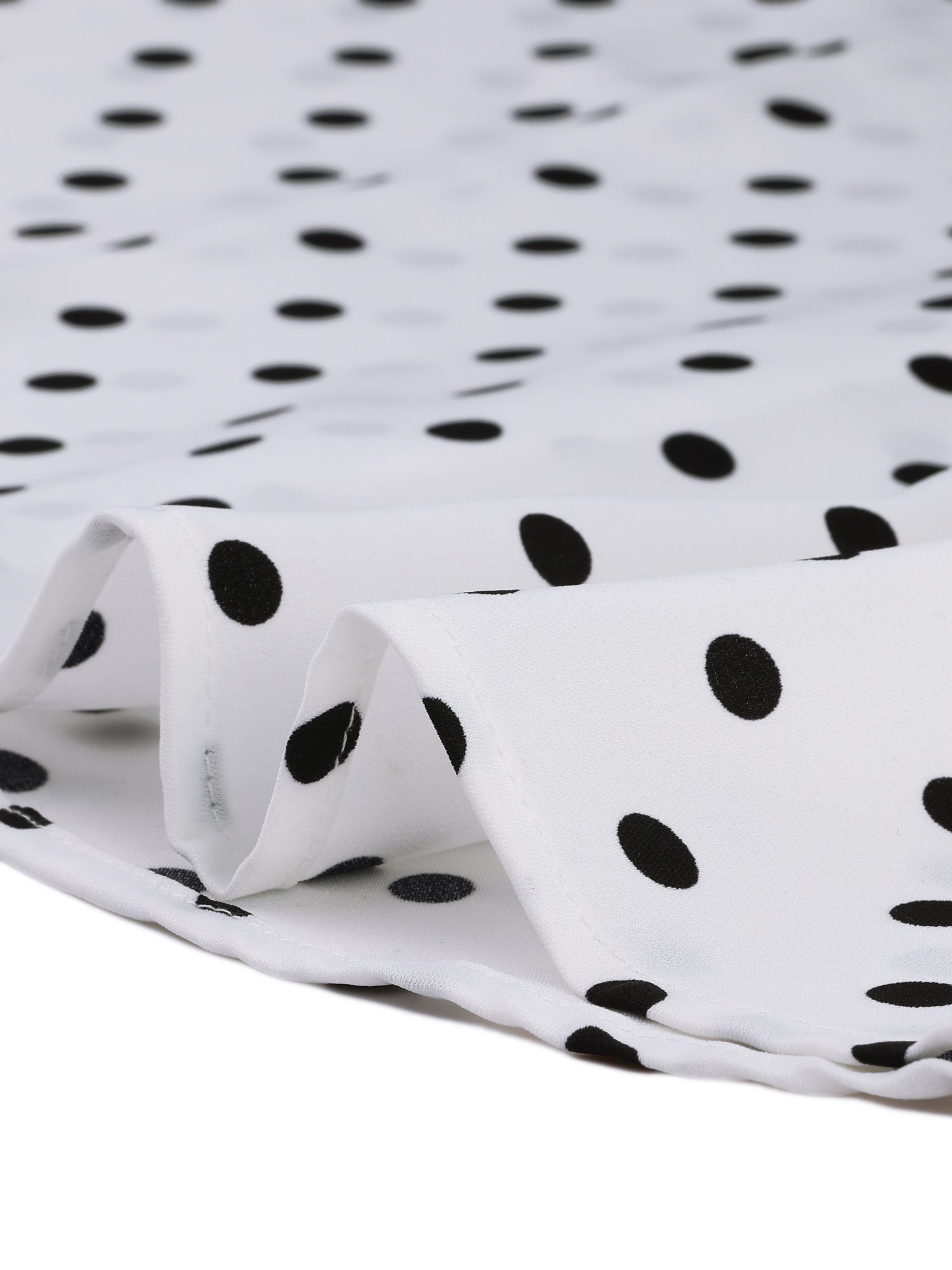 Polka Dot Short Puff Sleeve Button Up Peter Pan Collar Blouse