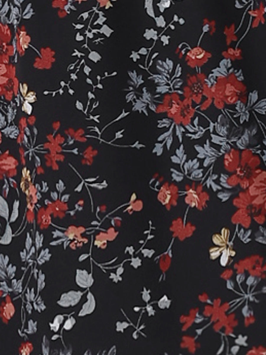 Floral Flutter Sleeve V Neck Smocked Ruffle Dress