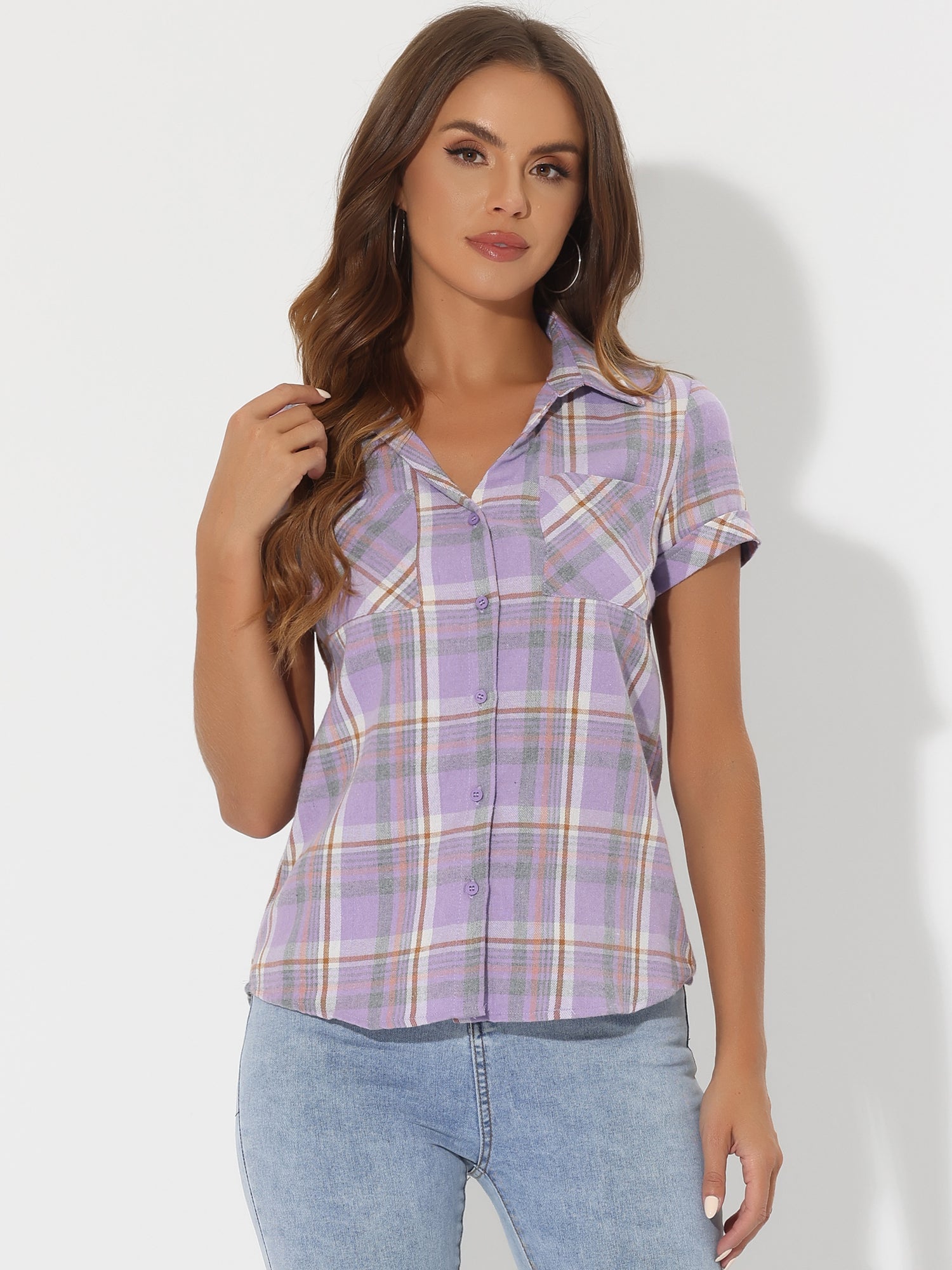 Classic Plaid Button Down Short Sleeve Shirt