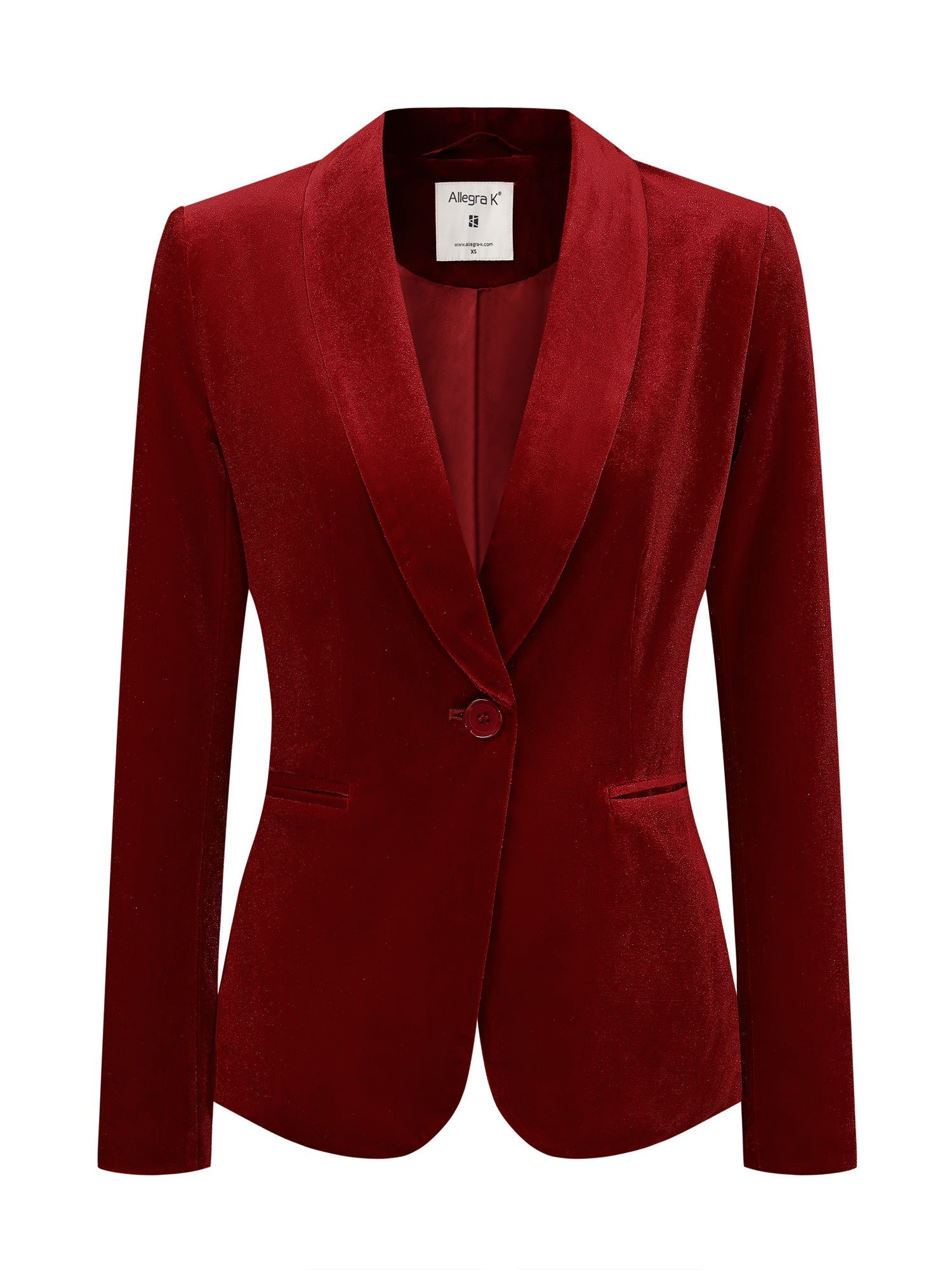 Shawl Collar Single Button Velvet Solid Office Work Jacket Blazer