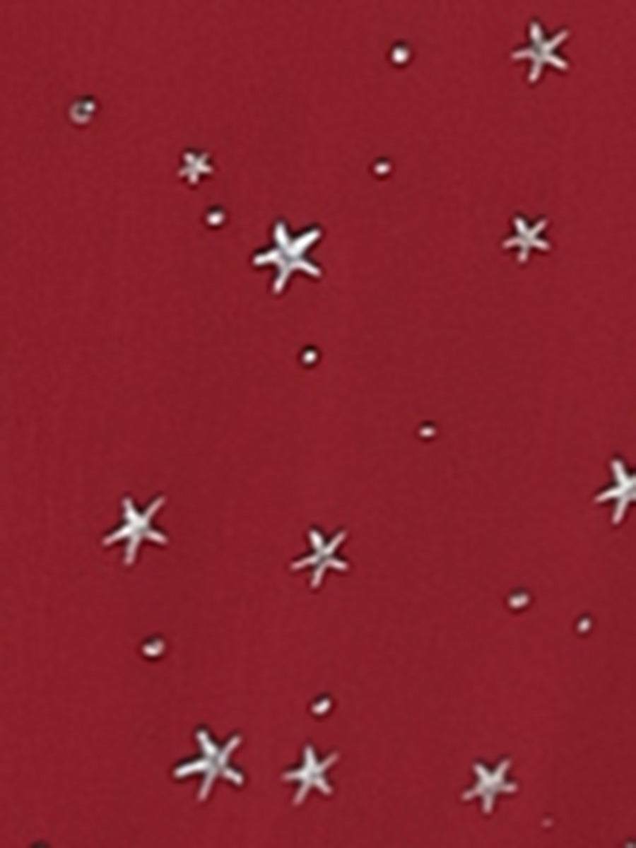 Choker V Neck Flared Gilding Metallic Shiny Star A-Line Dress