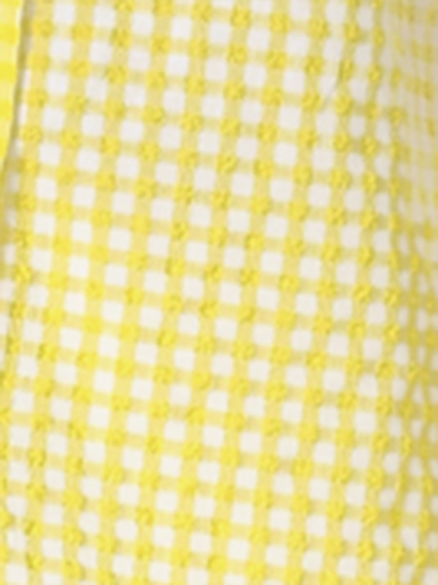 Plaid Blouse Puff Sleeve Ruffle Peter Pan Collar Shirt Top
