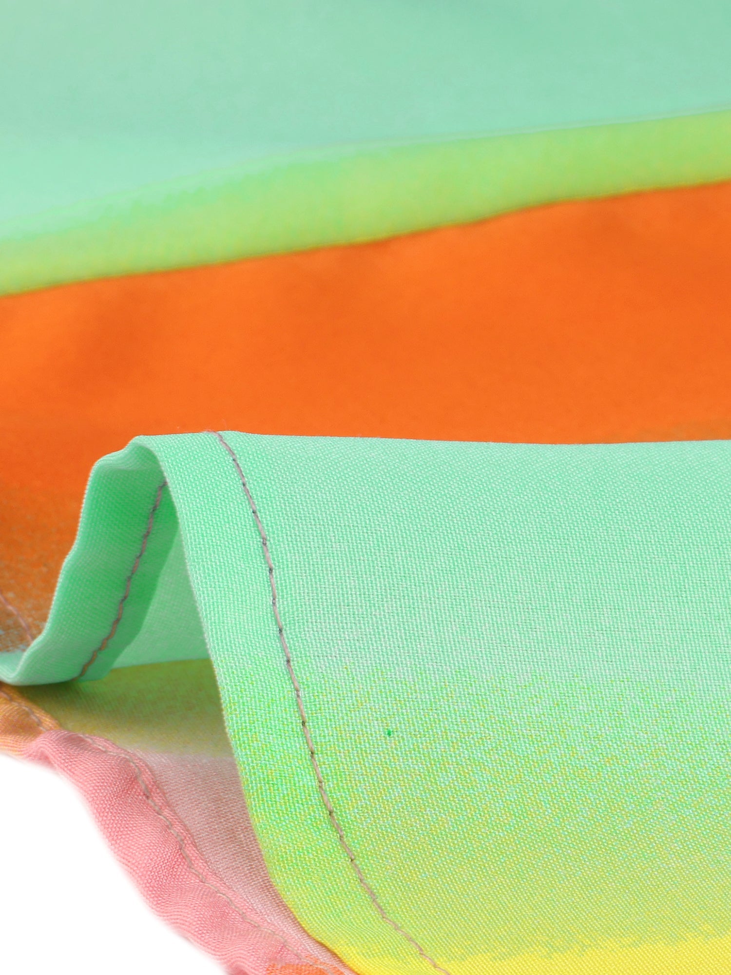 Summer Casual Beach V Neck Tie Front Rainbow Spaghetti Strap Dress