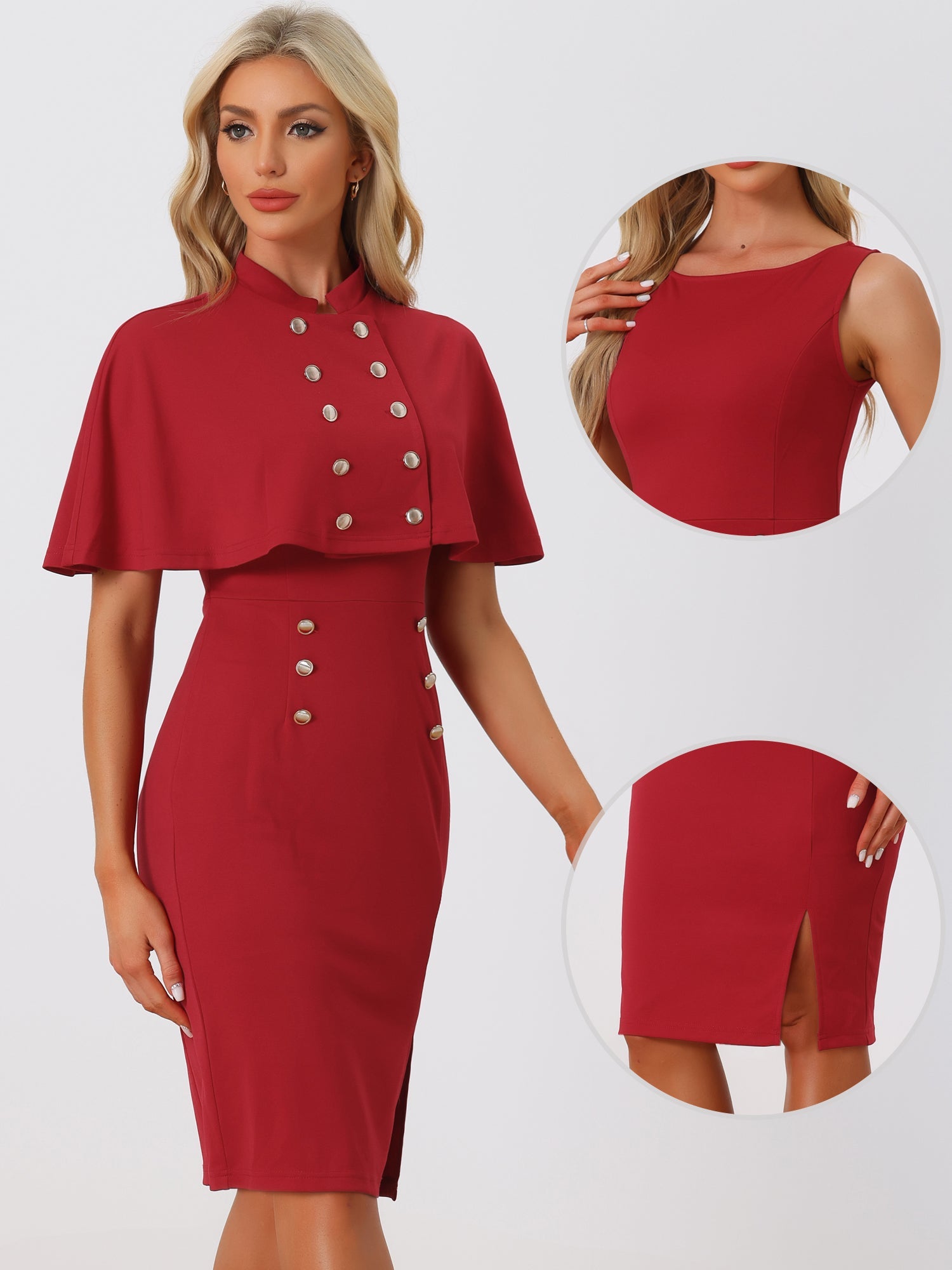 Elegant Business Double Breasted Two Pieces Cape Dress Sets
