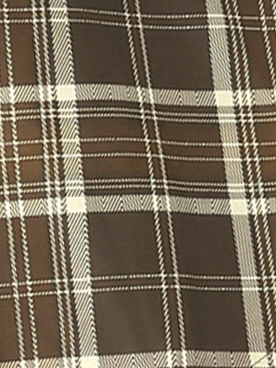 Christmas Plaid Skater Casual Flare Zip-Up Mini Skirt