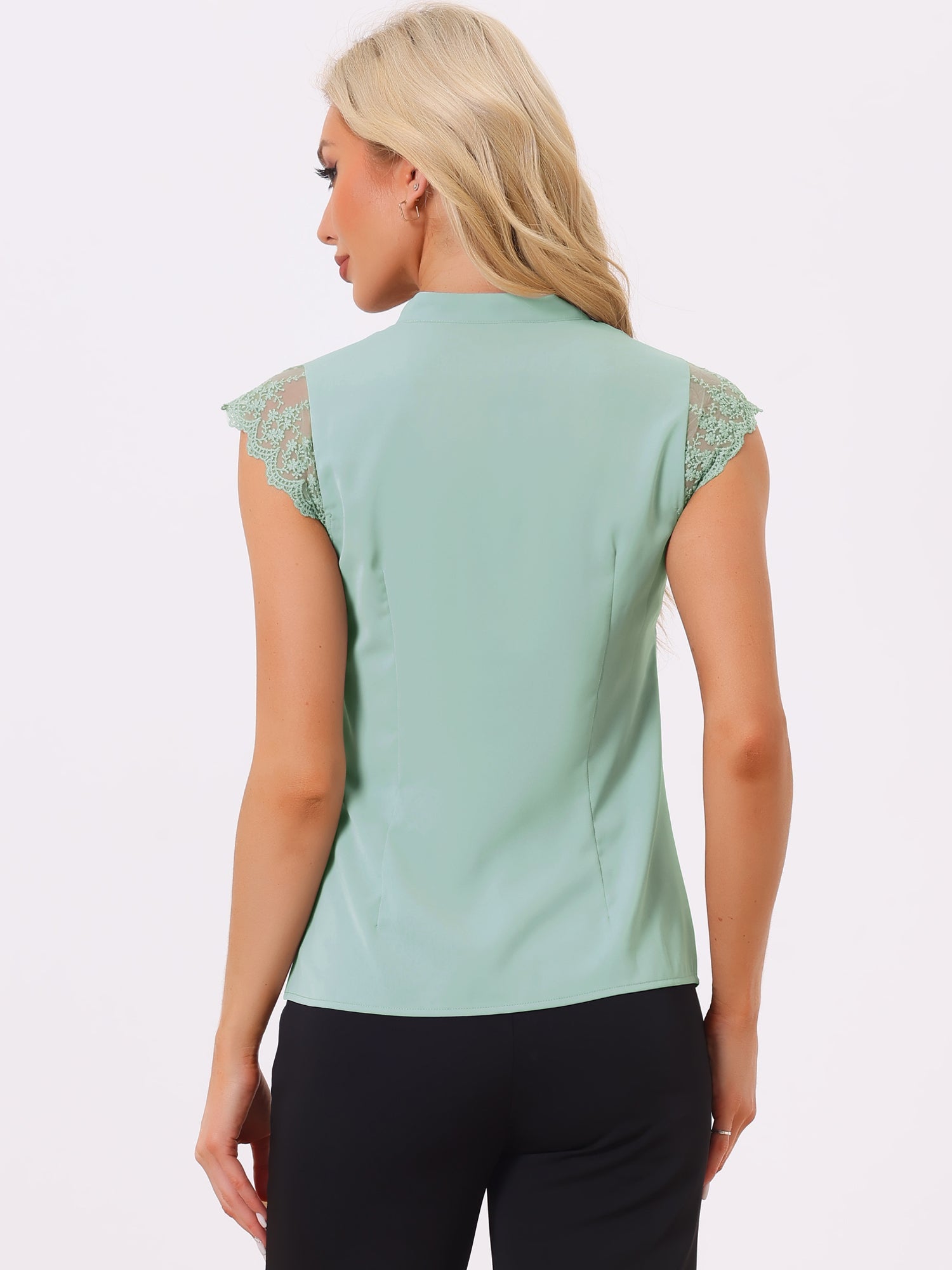 Work Top Office Lace Cap Sleeve Basic Shirt Blouse
