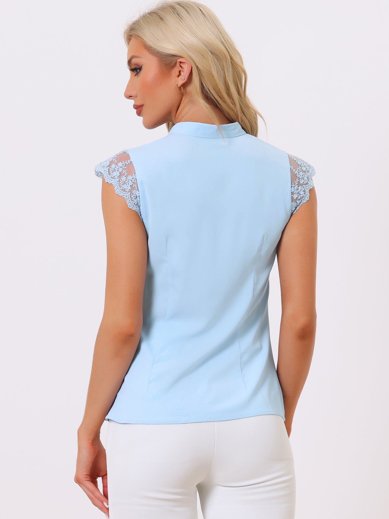 Work Top Office Lace Cap Sleeve Basic Shirt Blouse