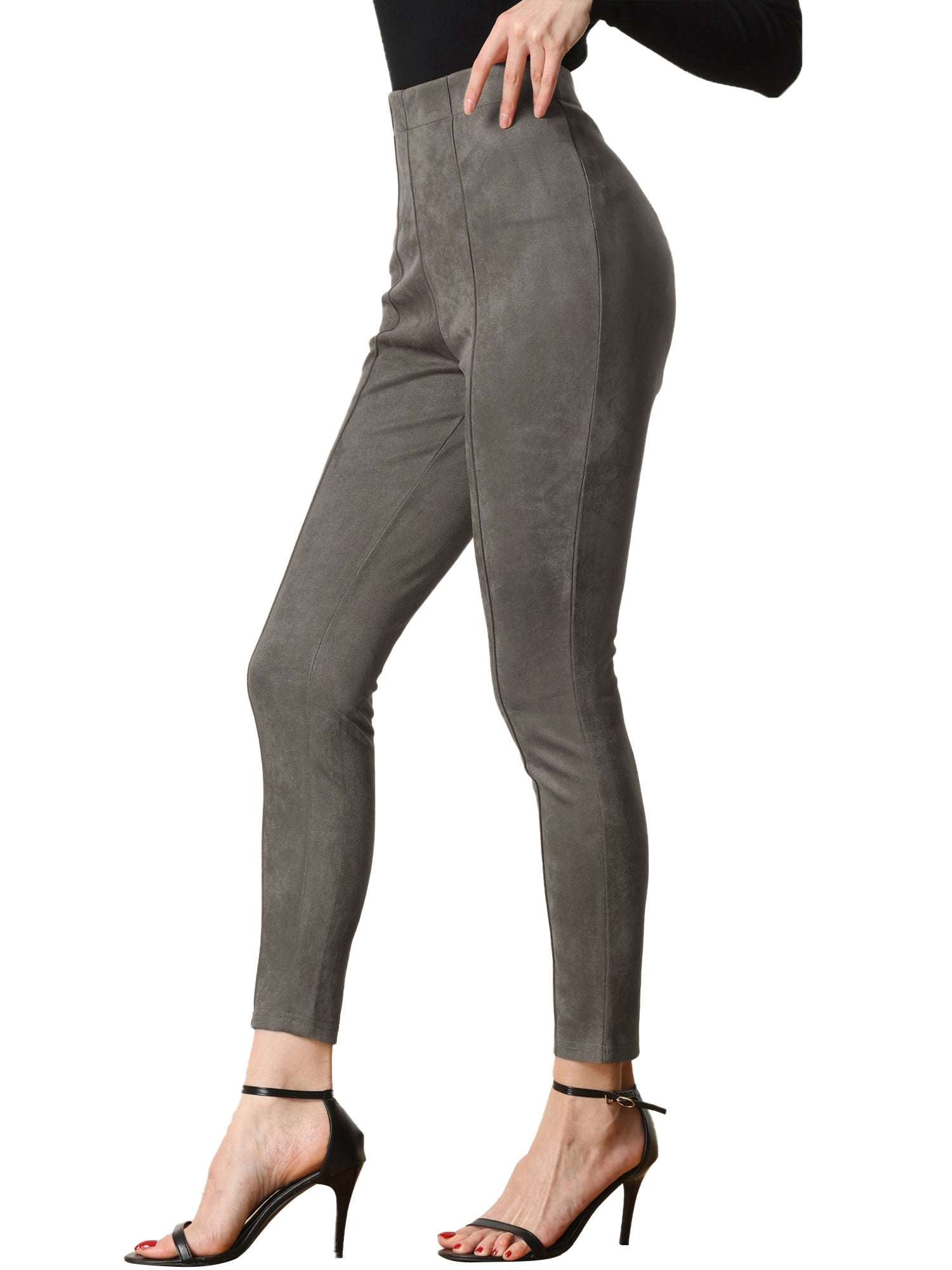 Womens' Velvet Elastic Waist Side Zipper Narrow Leg Skinny Casual Pants