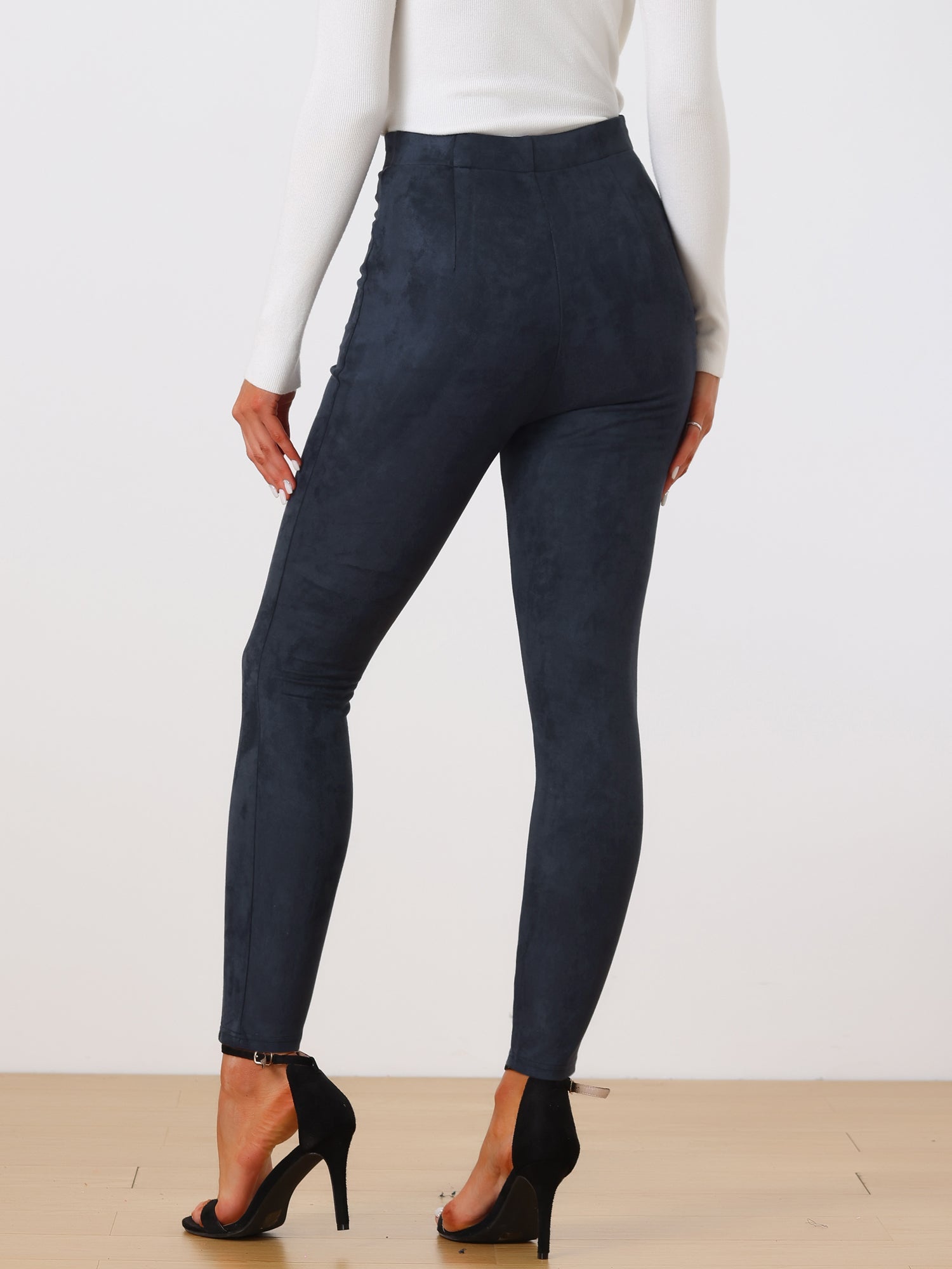 Womens' Velvet Elastic Waist Side Zipper Narrow Leg Skinny Casual Pants