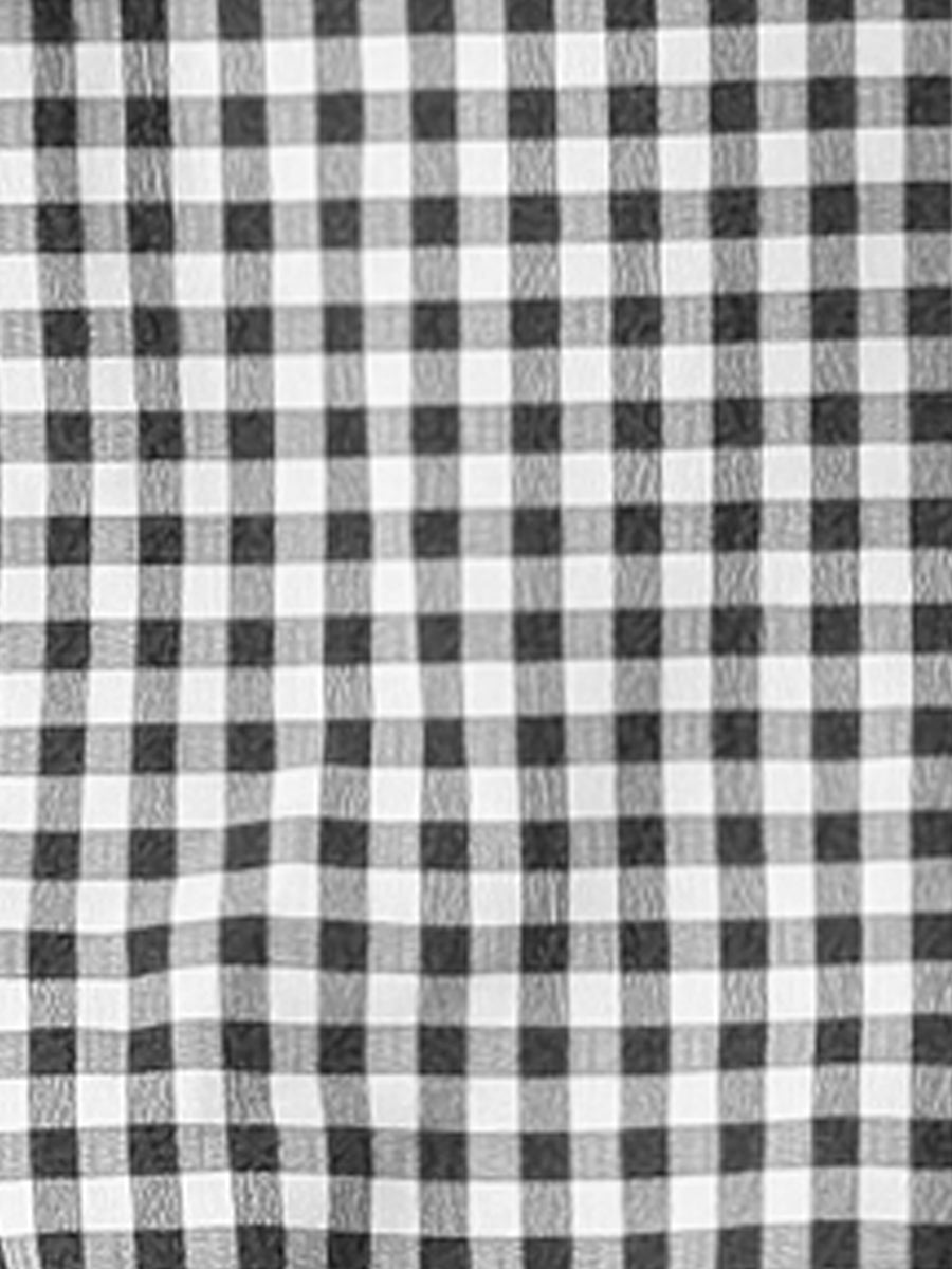 Plaid Puff Short Sleeve Gingham Peter Pan Collar Button Down Shirt