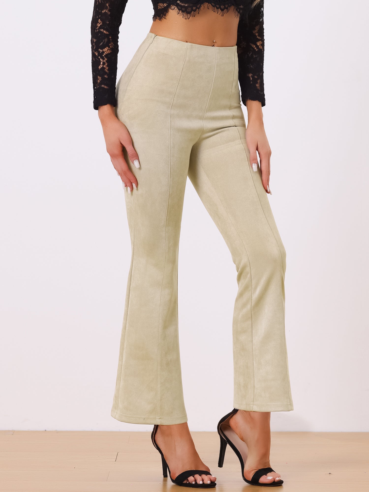 Faux Suede Wide Leg Casual Business Flared Bell Pants