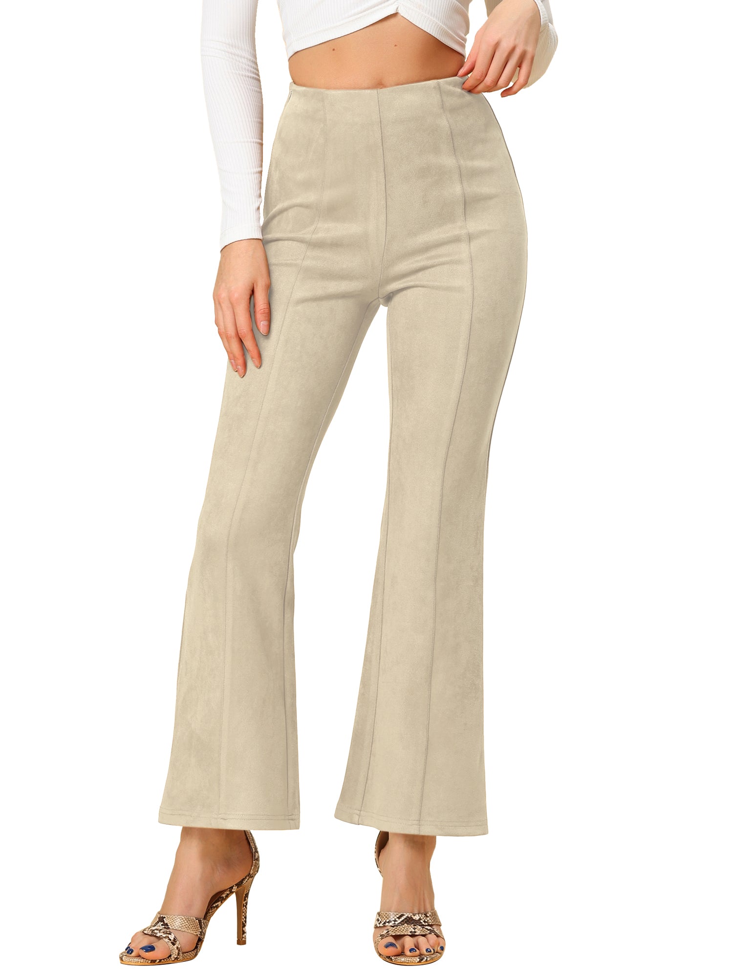 Faux Suede Wide Leg Casual Business Flared Bell Pants