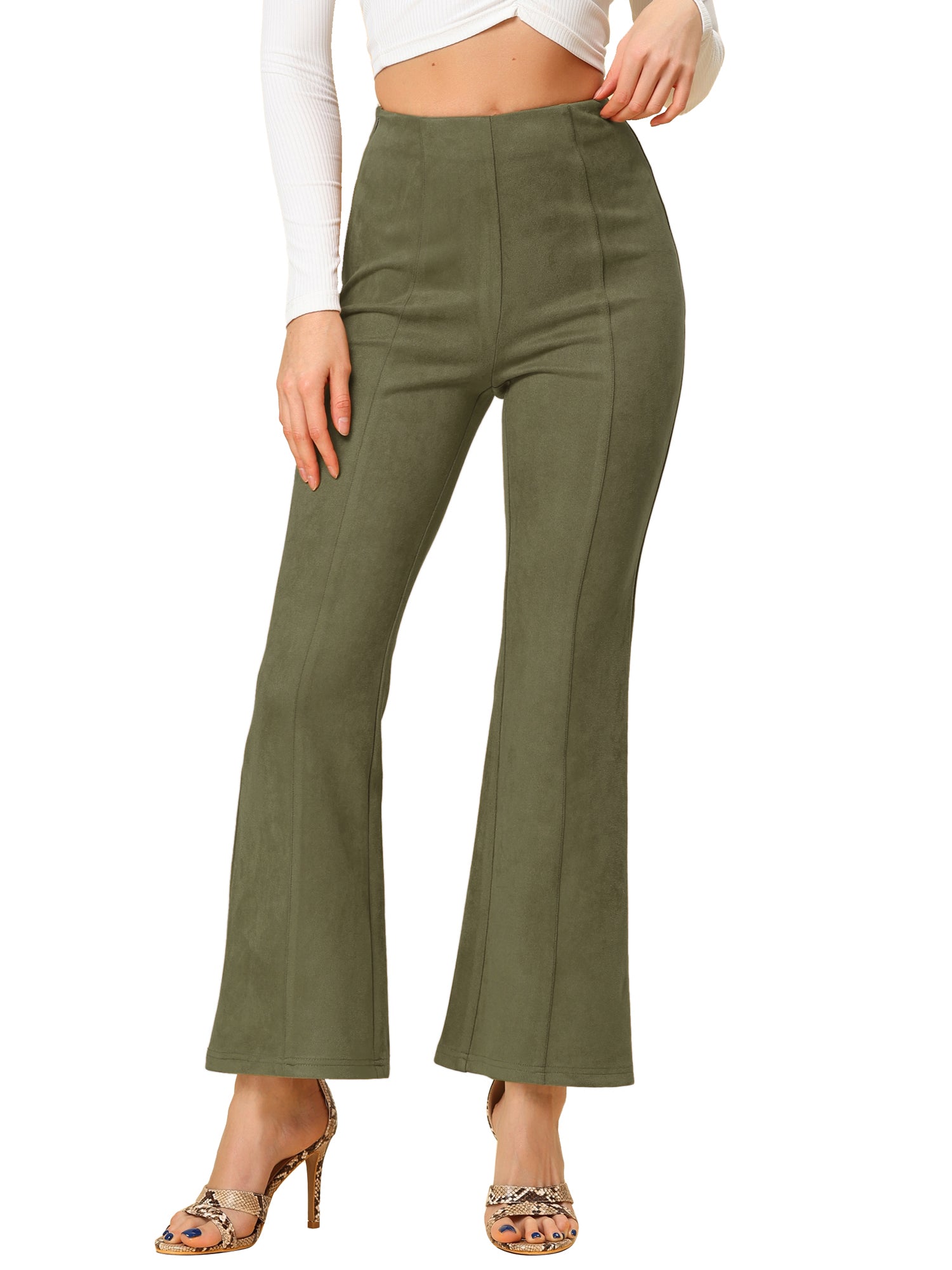 Faux Suede Wide Leg Casual Business Flared Bell Pants