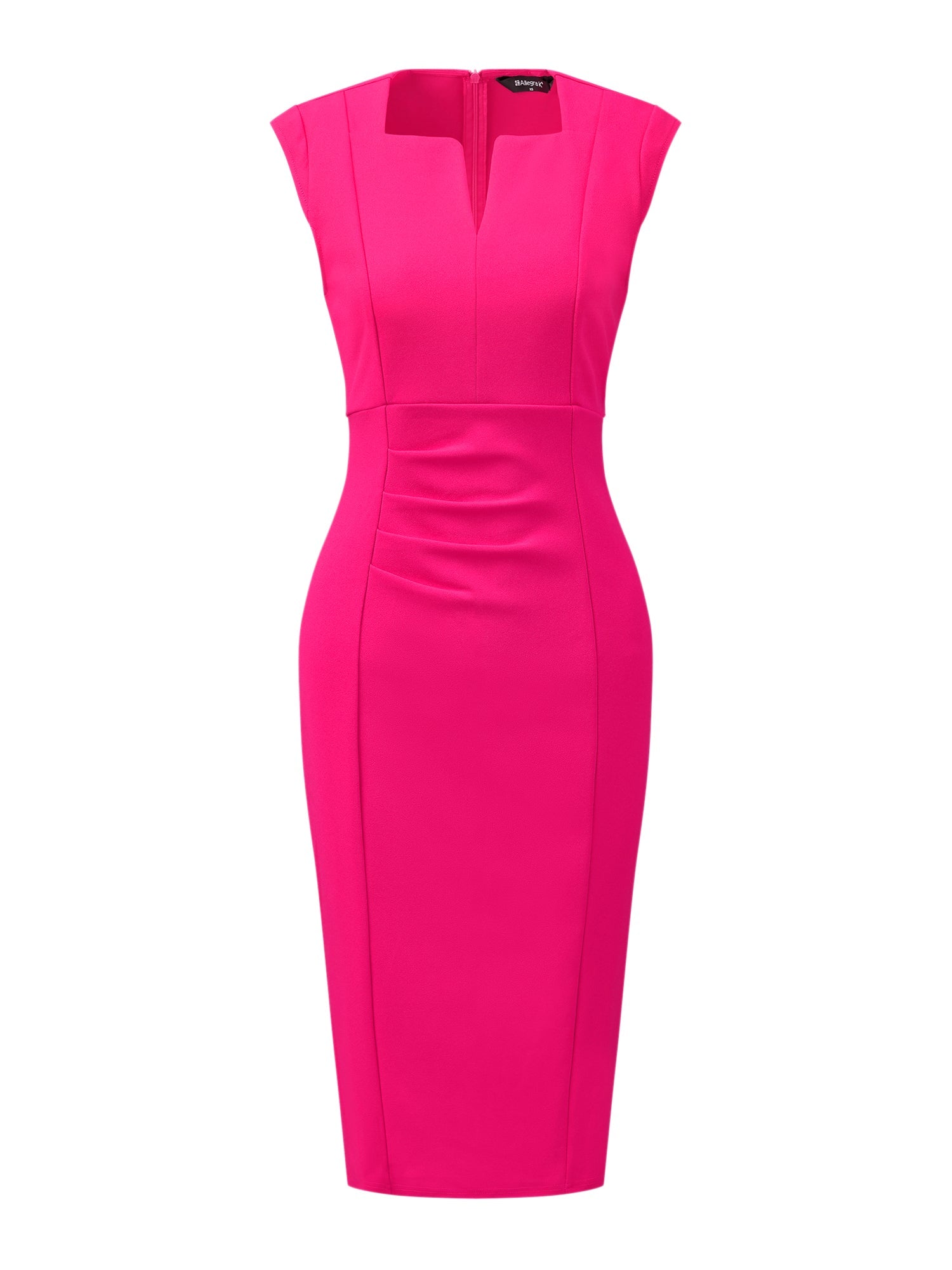 Sheath Pencil Sleeveless Pleated Front Elegant Business Dress