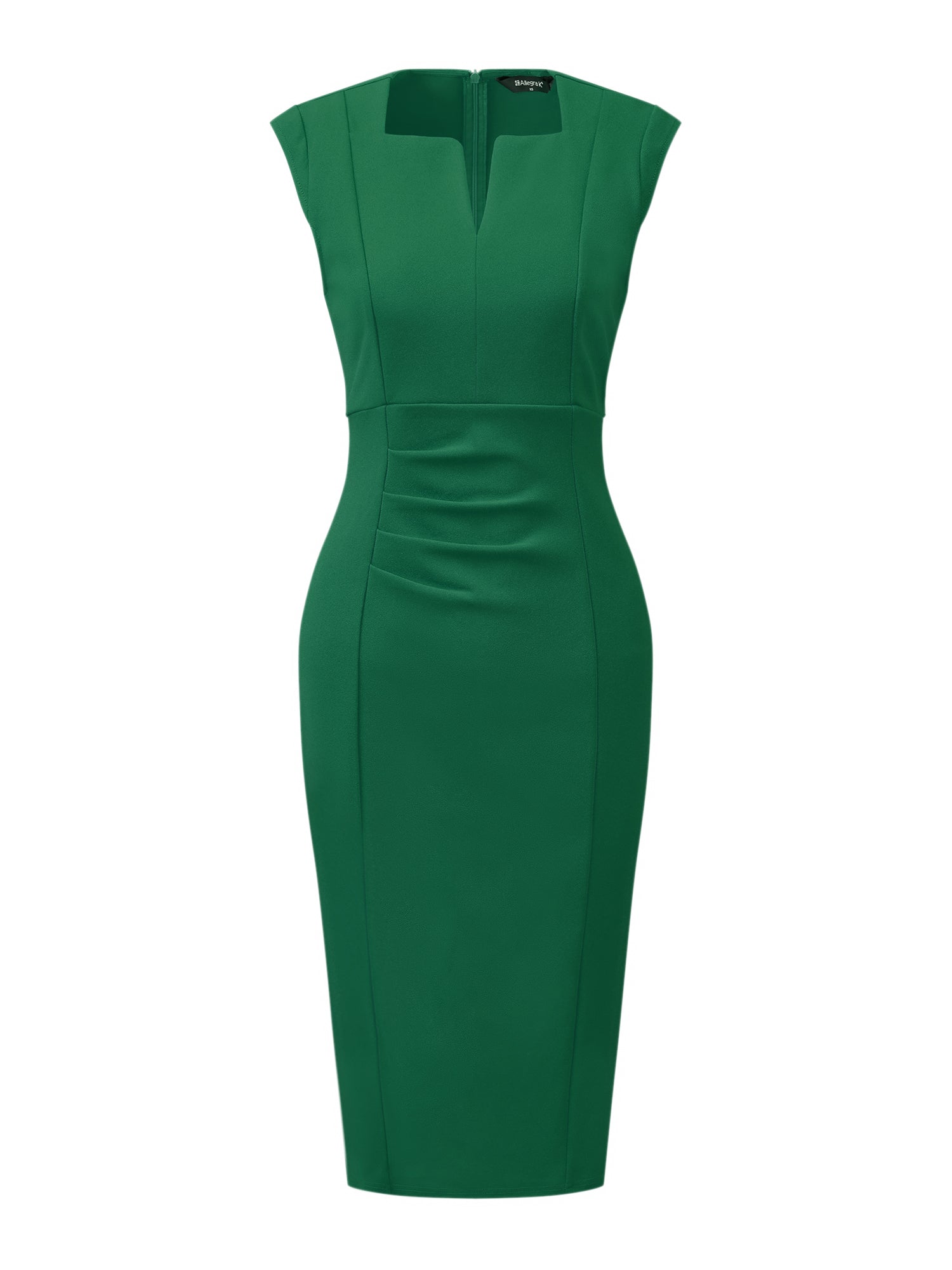 Sheath Pencil Sleeveless Pleated Front Elegant Business Dress
