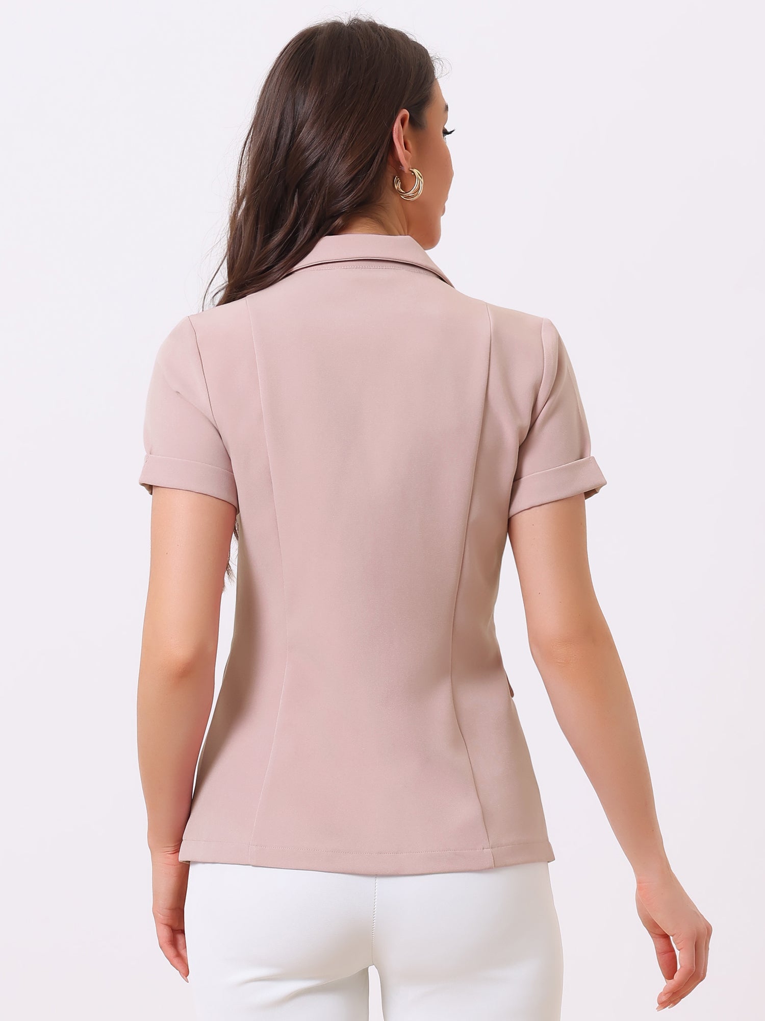 1 Button Office Business Short Sleeve Blazer Jacket