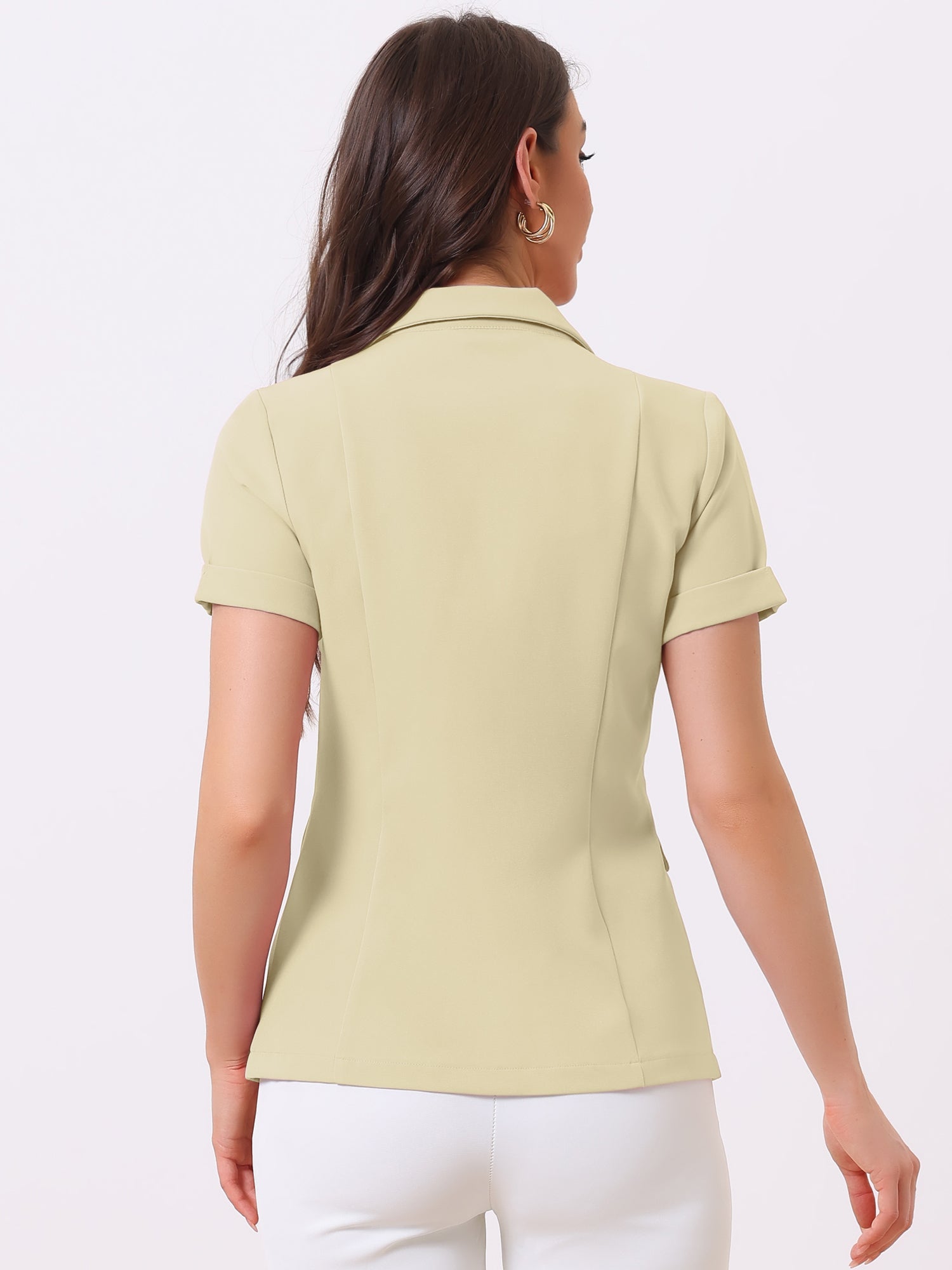 1 Button Office Business Short Sleeve Blazer Jacket