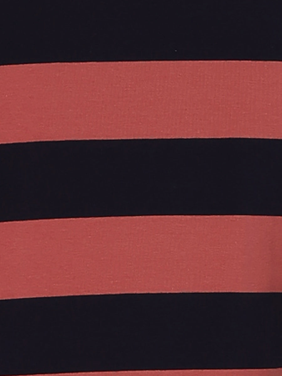 Striped 3/4 Sleeve Casual Basic Boat Neck T-shirt
