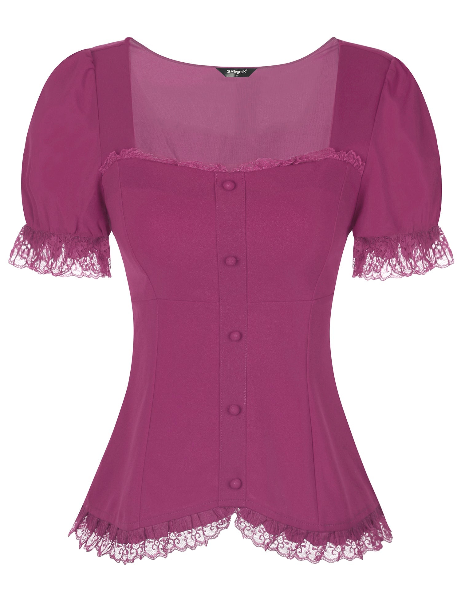 Sweetheart Neck Puff Short Sleeve Lace Up Gothic Blouse
