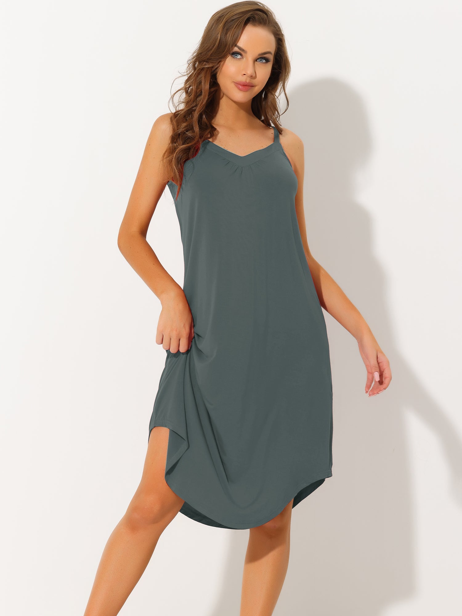 Spaghetti Strap Cami Nightdress Lounge Pajama Dress Nightgown